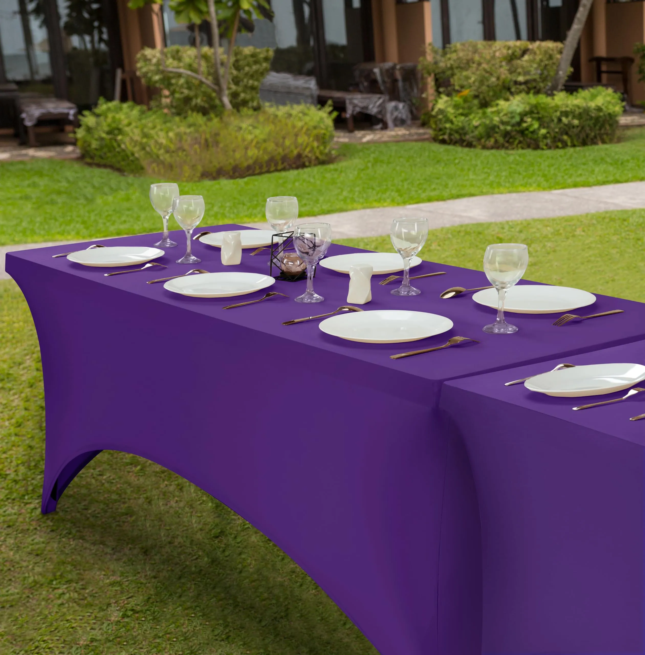 Utopia Kitchen Tovaglia Estensibile in Poliestere e Spandex, 183 cm, Viola - immagine 7
