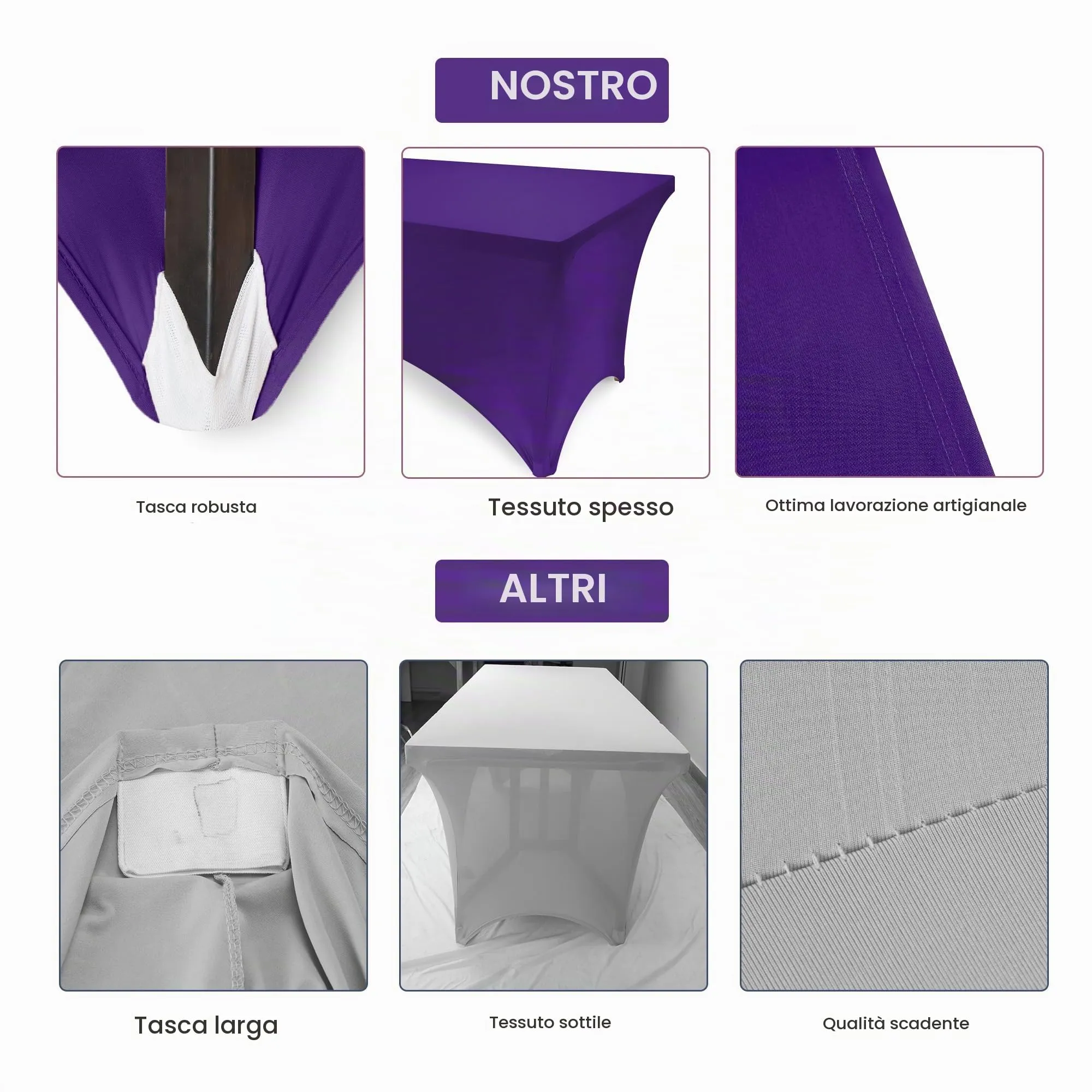 Utopia Kitchen Tovaglia Estensibile in Poliestere e Spandex, 183 cm, Viola - immagine 8