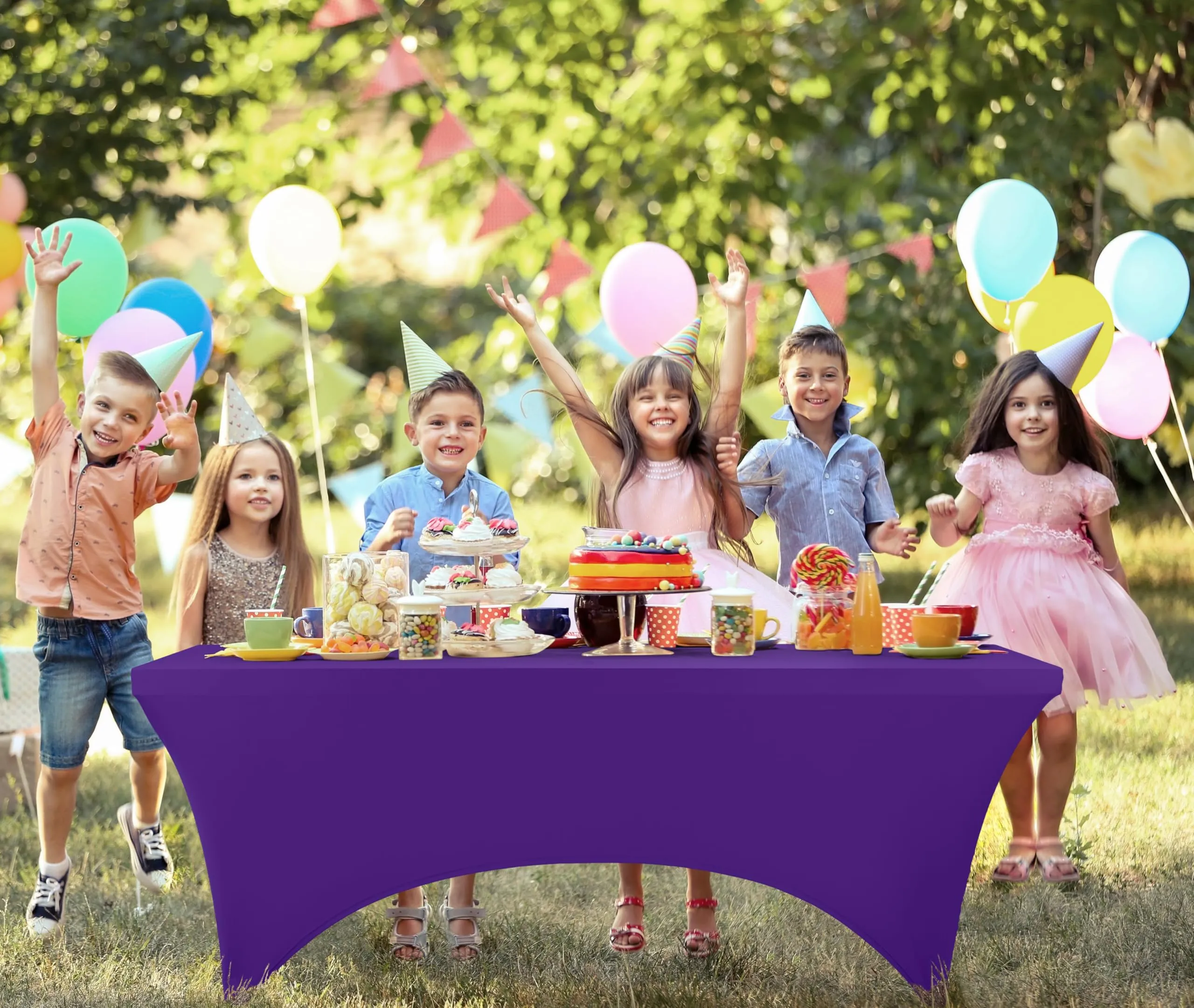 Utopia Kitchen Tovaglia Estensibile in Poliestere e Spandex, 183 cm, Viola - immagine 9