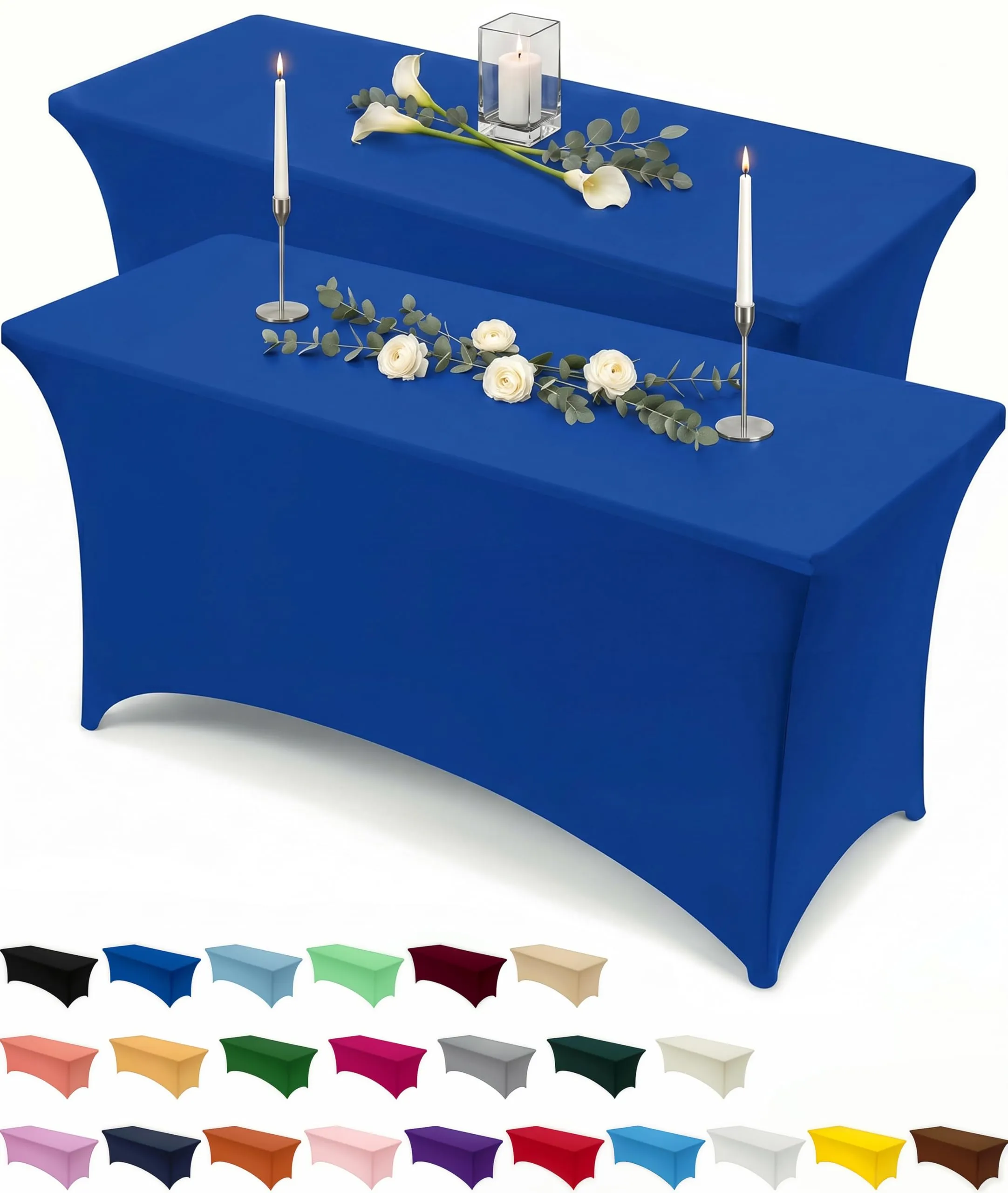 Utopia Kitchen Tovaglia Estensibile in Poliestere e Spandex, 6 Piedi (183 cm), Blu, Confezione da 2 - immagine 1