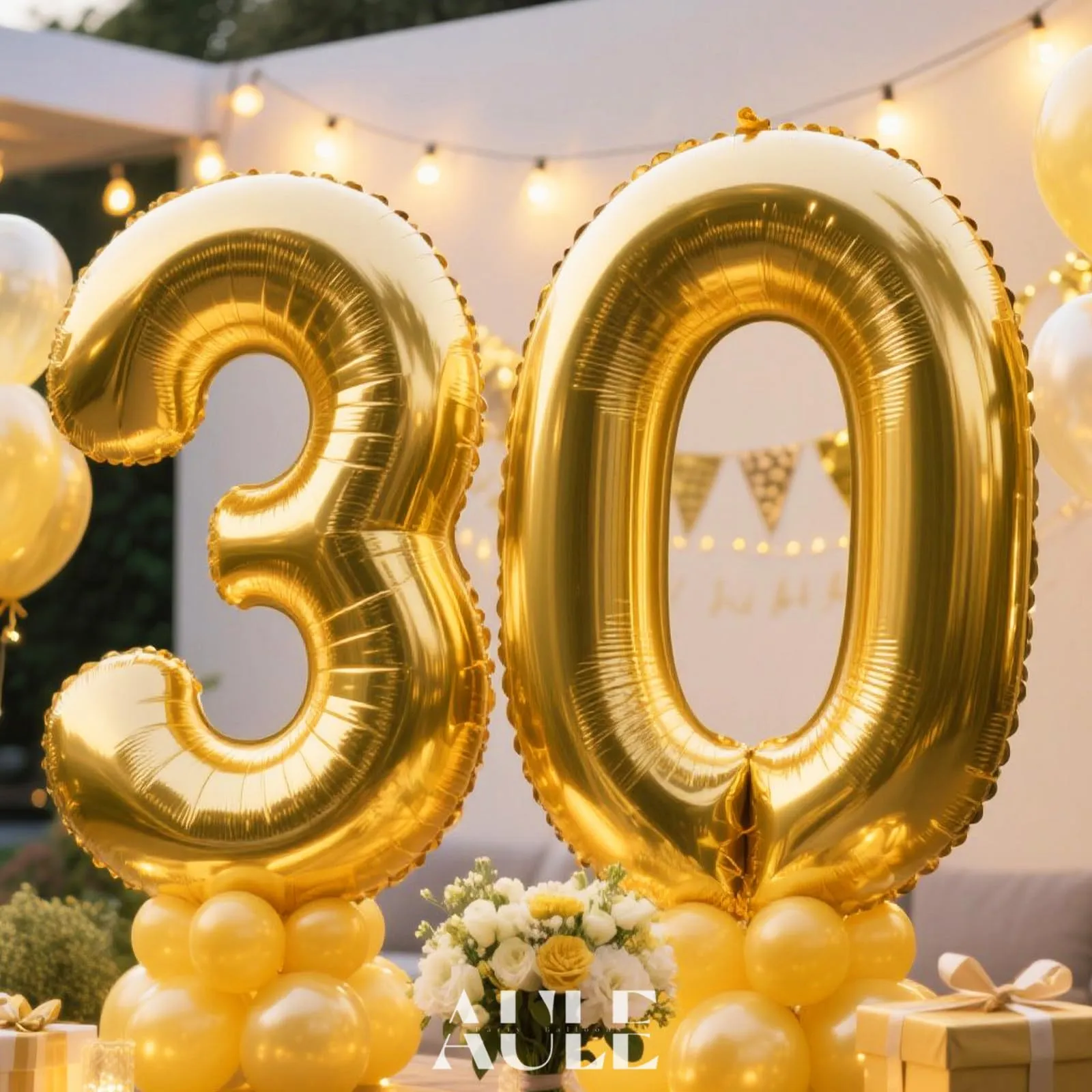 AULE Palloncino Numero 30 Oro, 101 cm - immagine 3