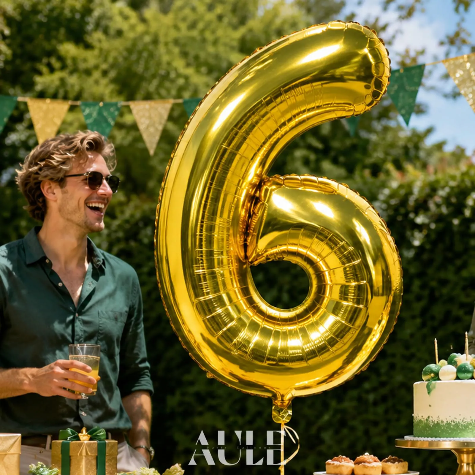 AULE Palloncino Numero 60 Oro 101 cm - immagine 2