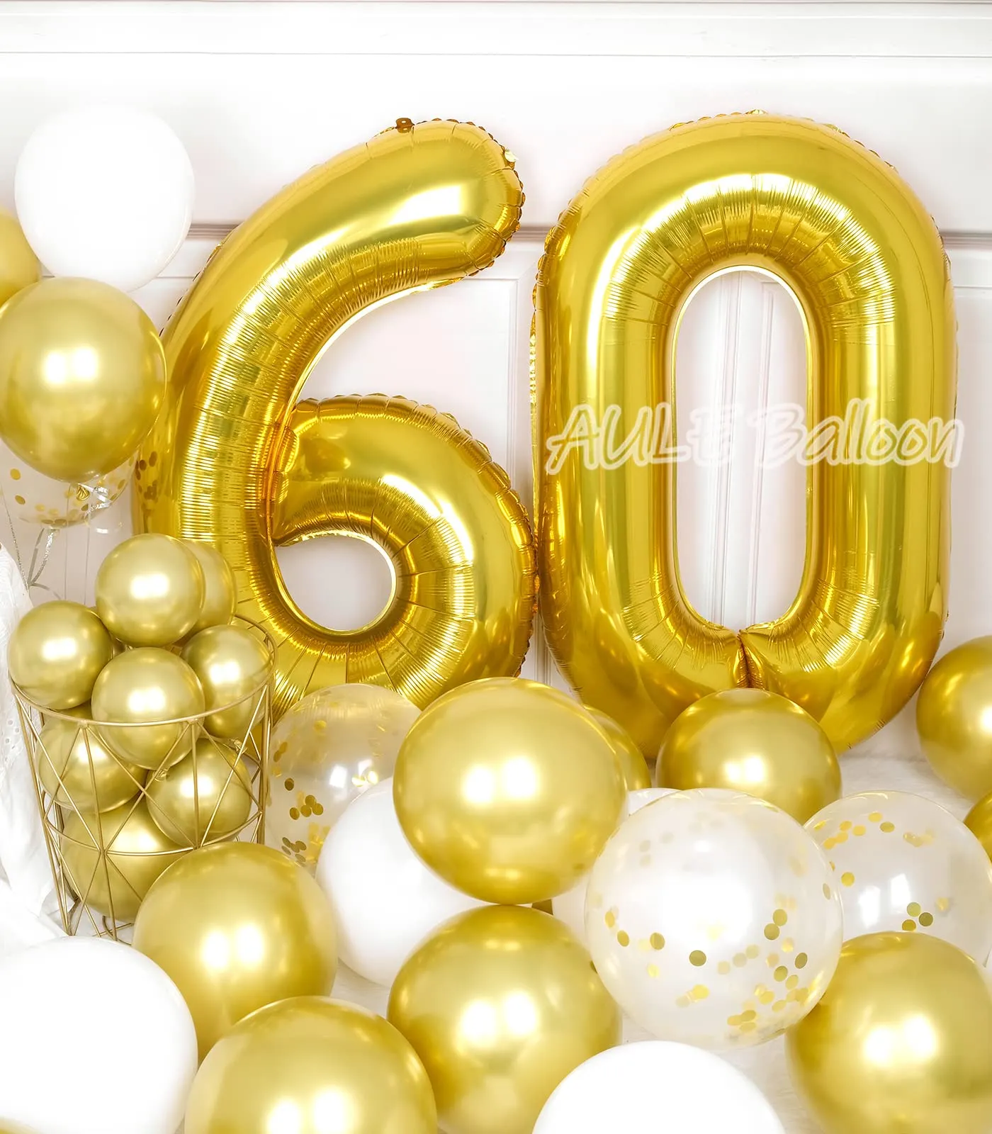AULE Palloncino Numero 60 Oro 101 cm - immagine 4