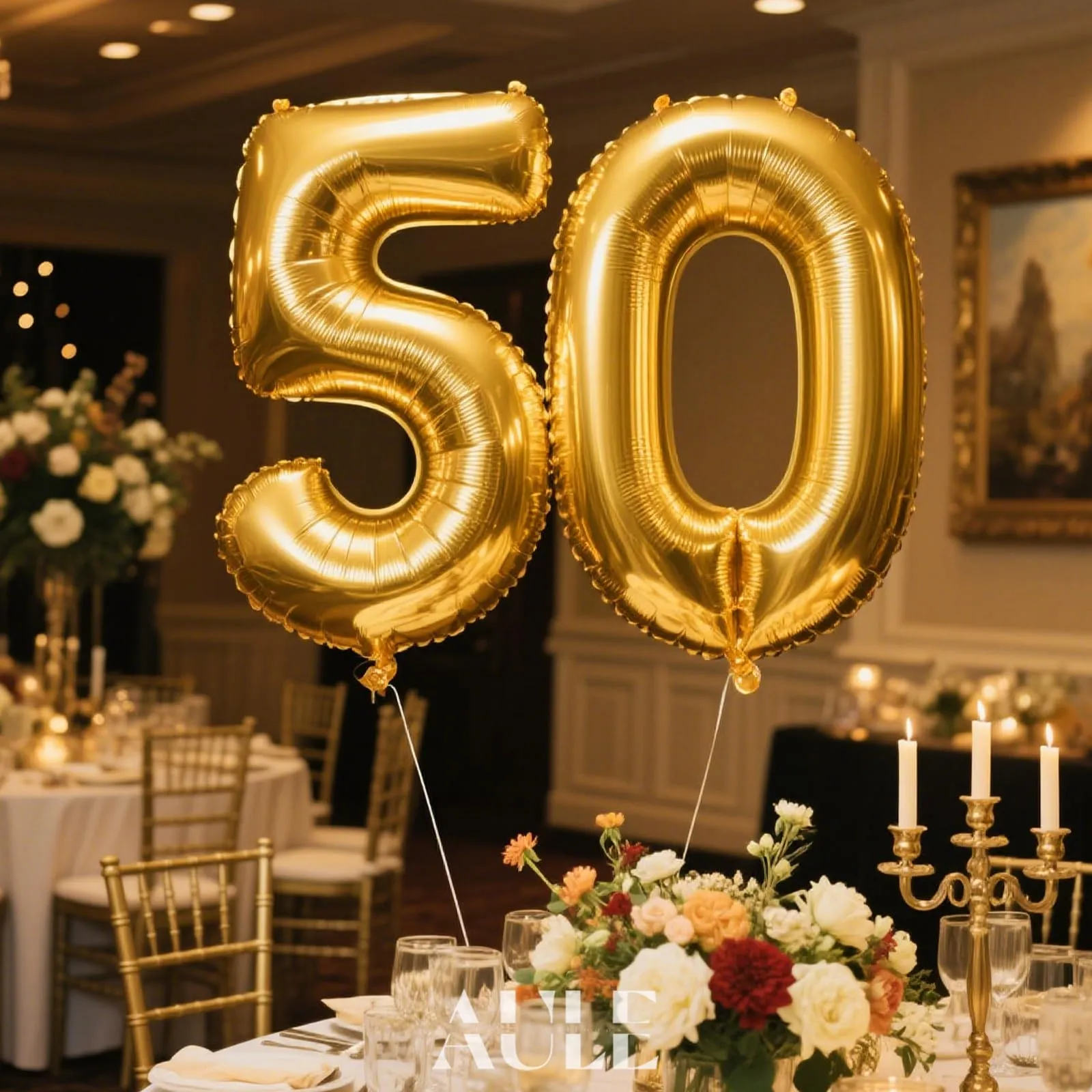 AULE Palloncino Numero 50 Oro, 101 cm - immagine 3