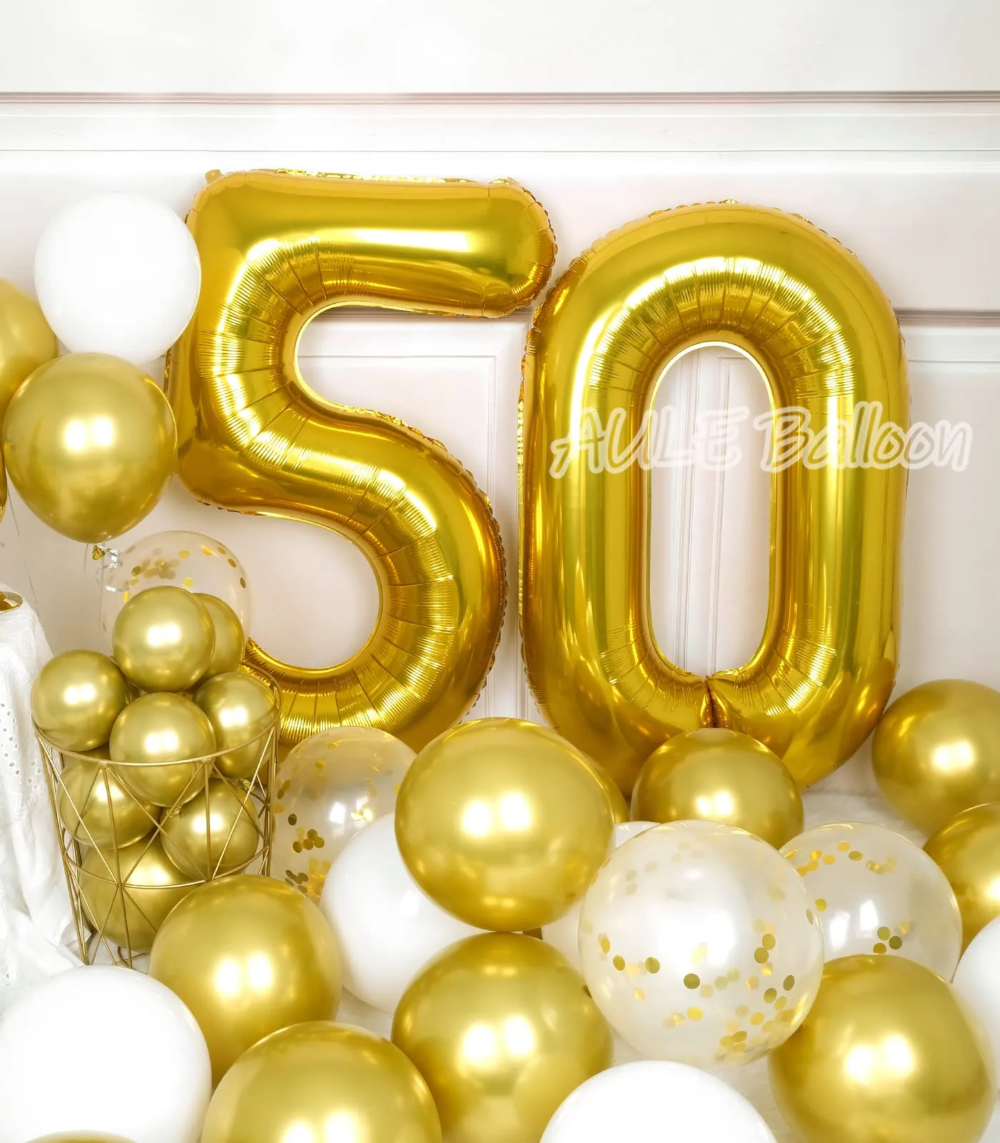 AULE Palloncino Numero 50 Oro, 101 cm - immagine 4