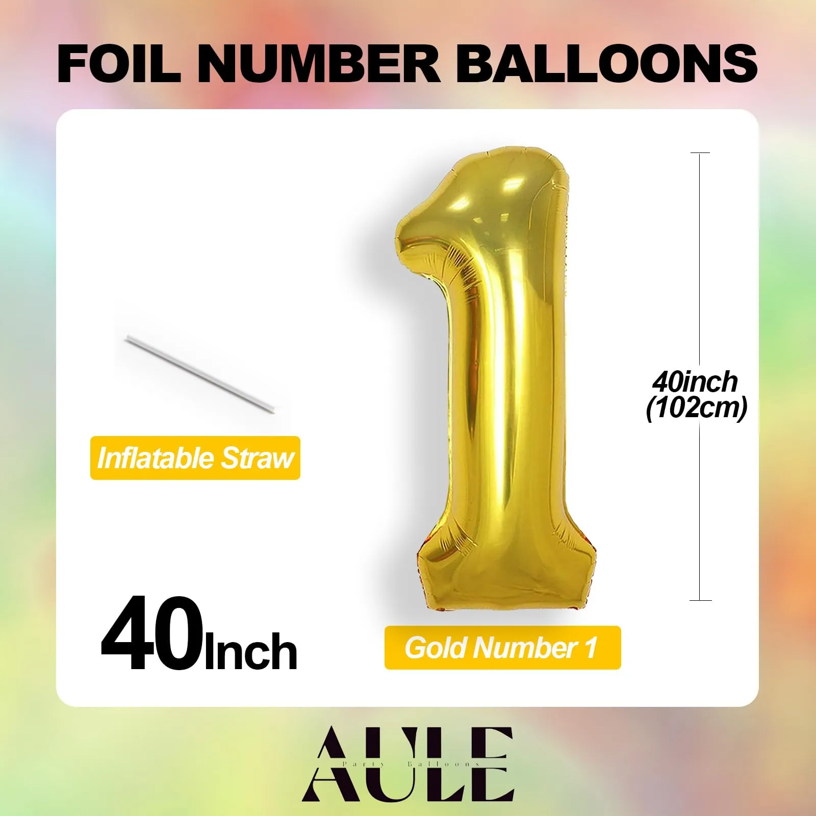 AULE Palloncino Numero 50 Oro, 101 cm - immagine 5