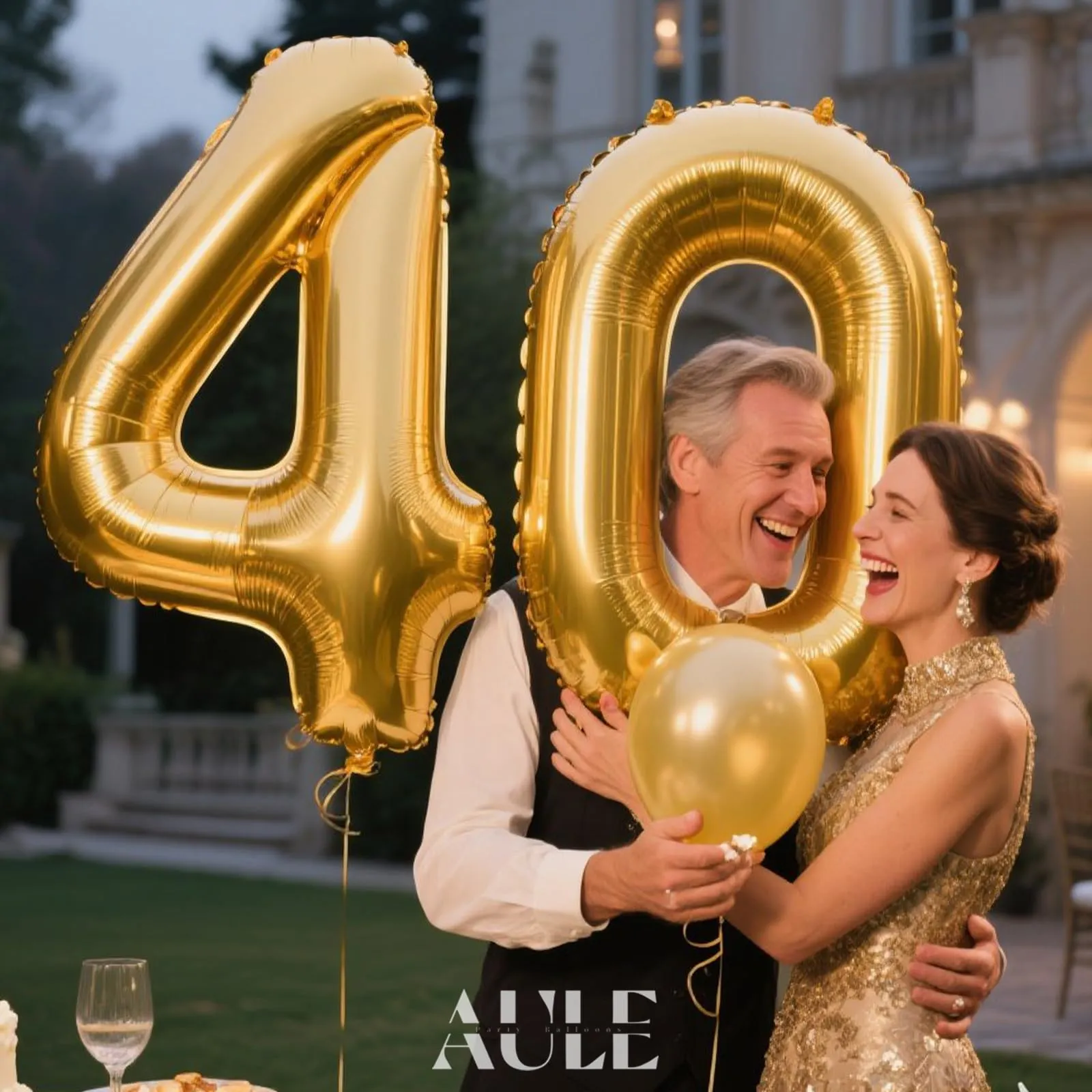 AULE Palloncino Numero 40 Oro, 101 cm - immagine 2