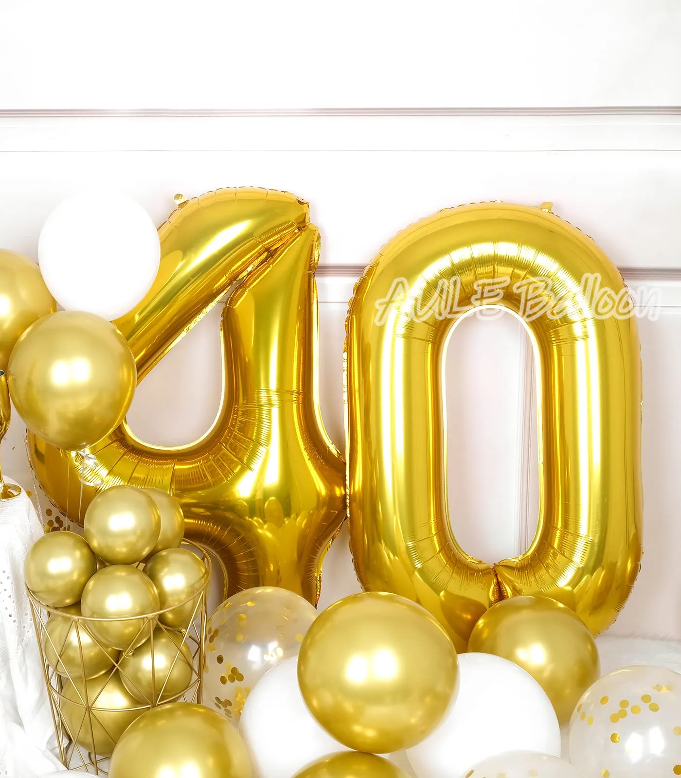 AULE Palloncino Numero 40 Oro, 101 cm - immagine 3