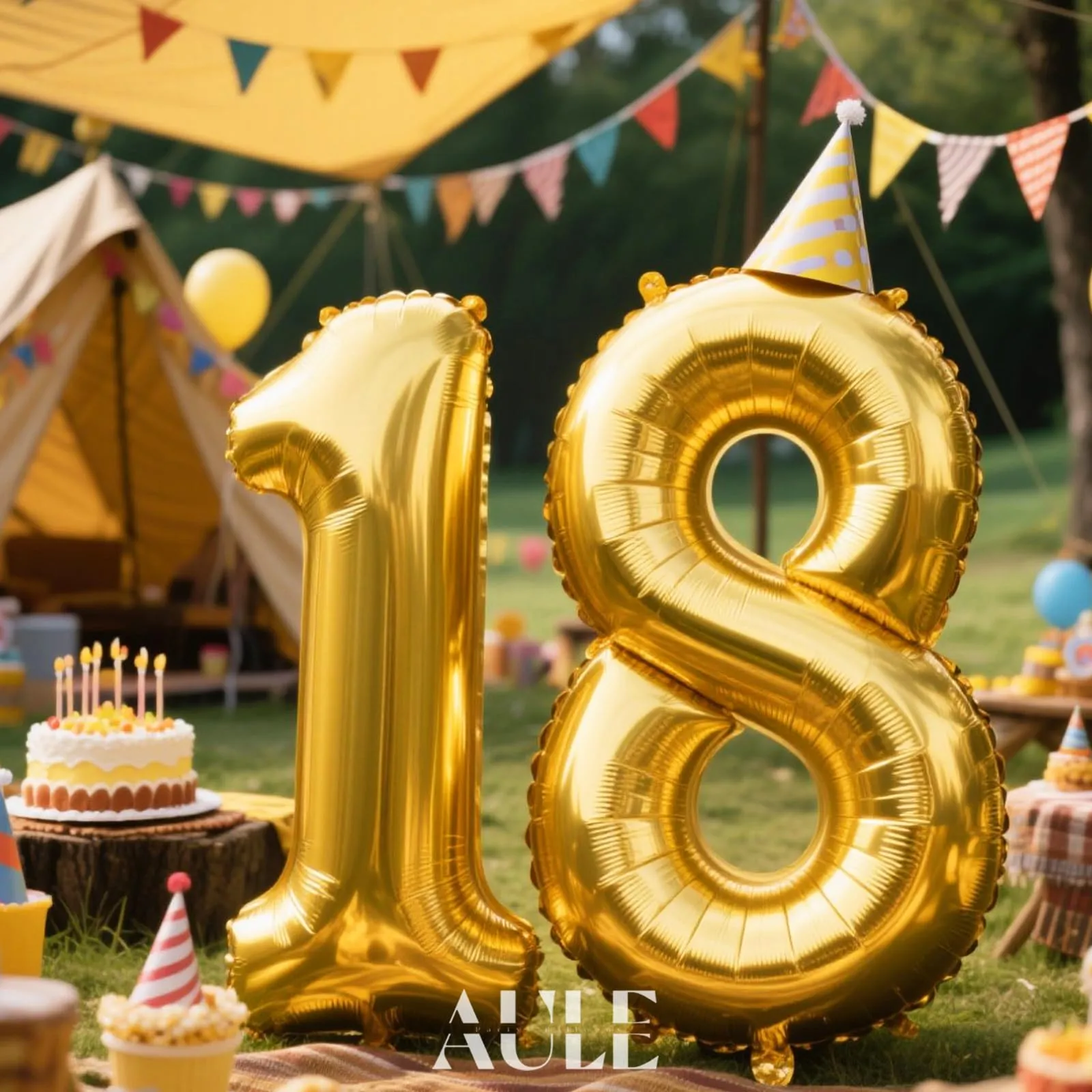 AULE Palloncino Numero 18 Oro, 101 cm, Foil Mylar - immagine 2