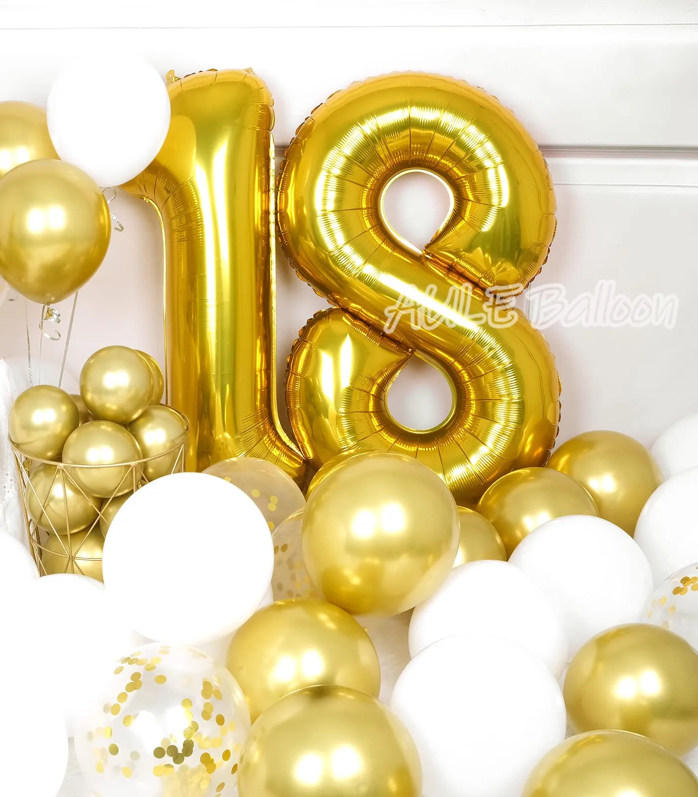 AULE Palloncino Numero 18 Oro, 101 cm, Foil Mylar - immagine 3