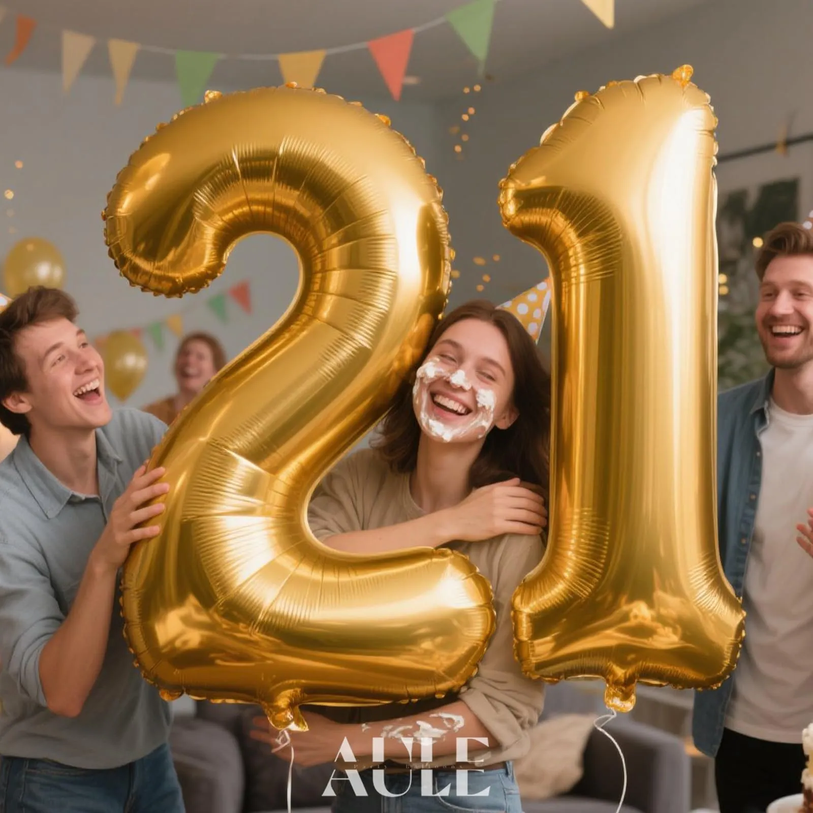 AULE Palloncino Numero 21 Oro, 101 cm - immagine 2