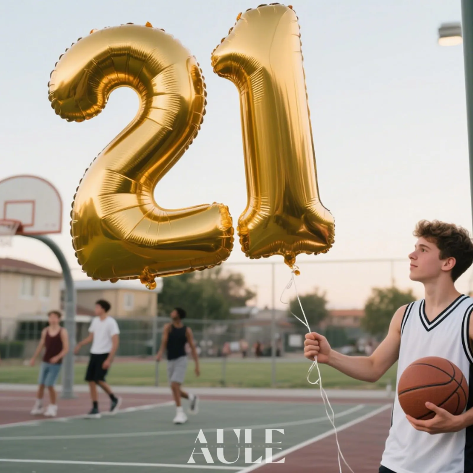 AULE Palloncino Numero 21 Oro, 101 cm - immagine 3