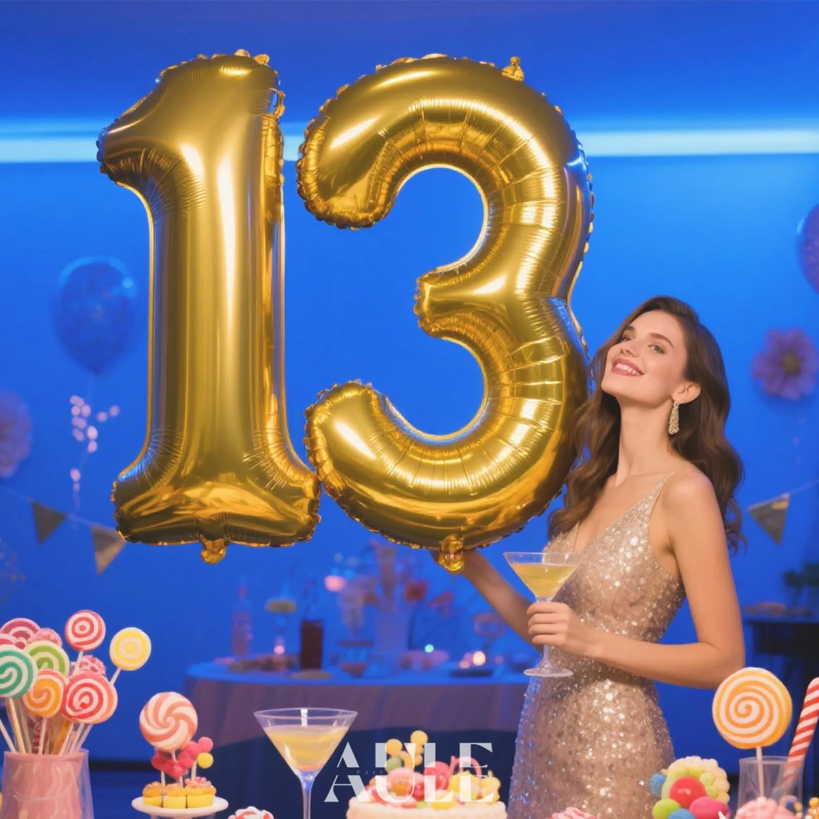 AULE Palloncino Numero 13 Oro, 101 cm - immagine 2