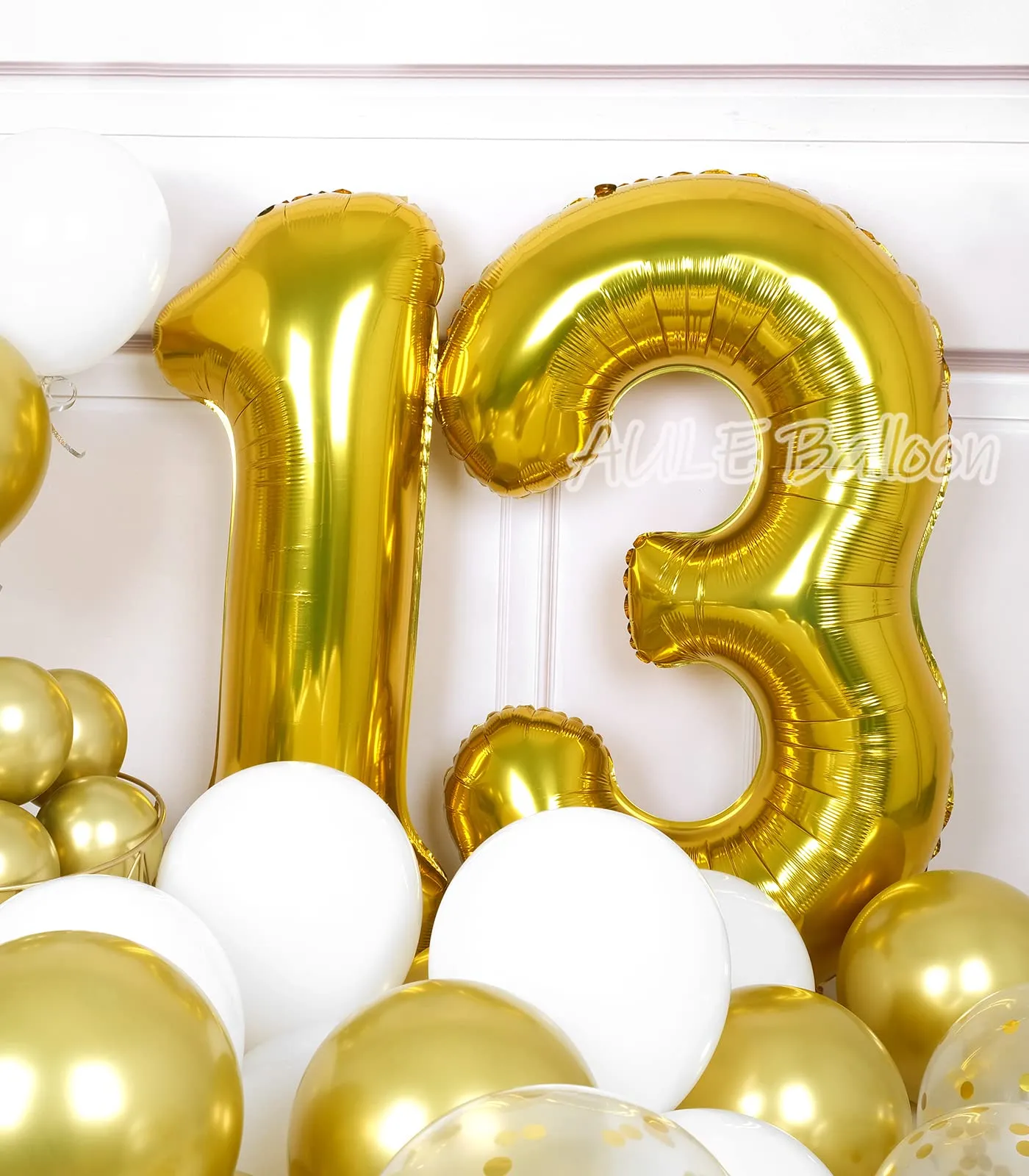 AULE Palloncino Numero 13 Oro, 101 cm - immagine 3
