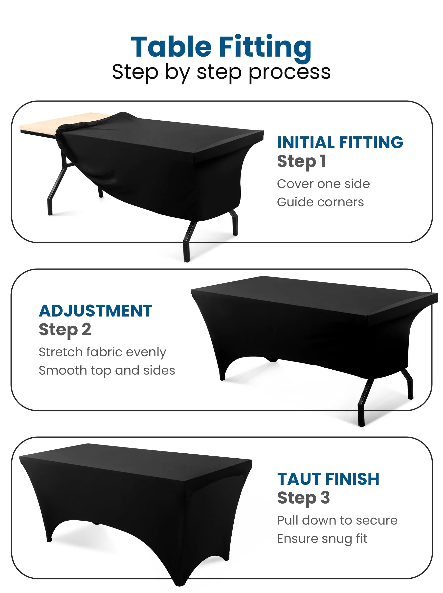Utopia Kitchen Tovaglia Estensibile in Poliestere e Spandex, 6 Piedi (183 cm), Nero, Confezione da 2 - immagine 2