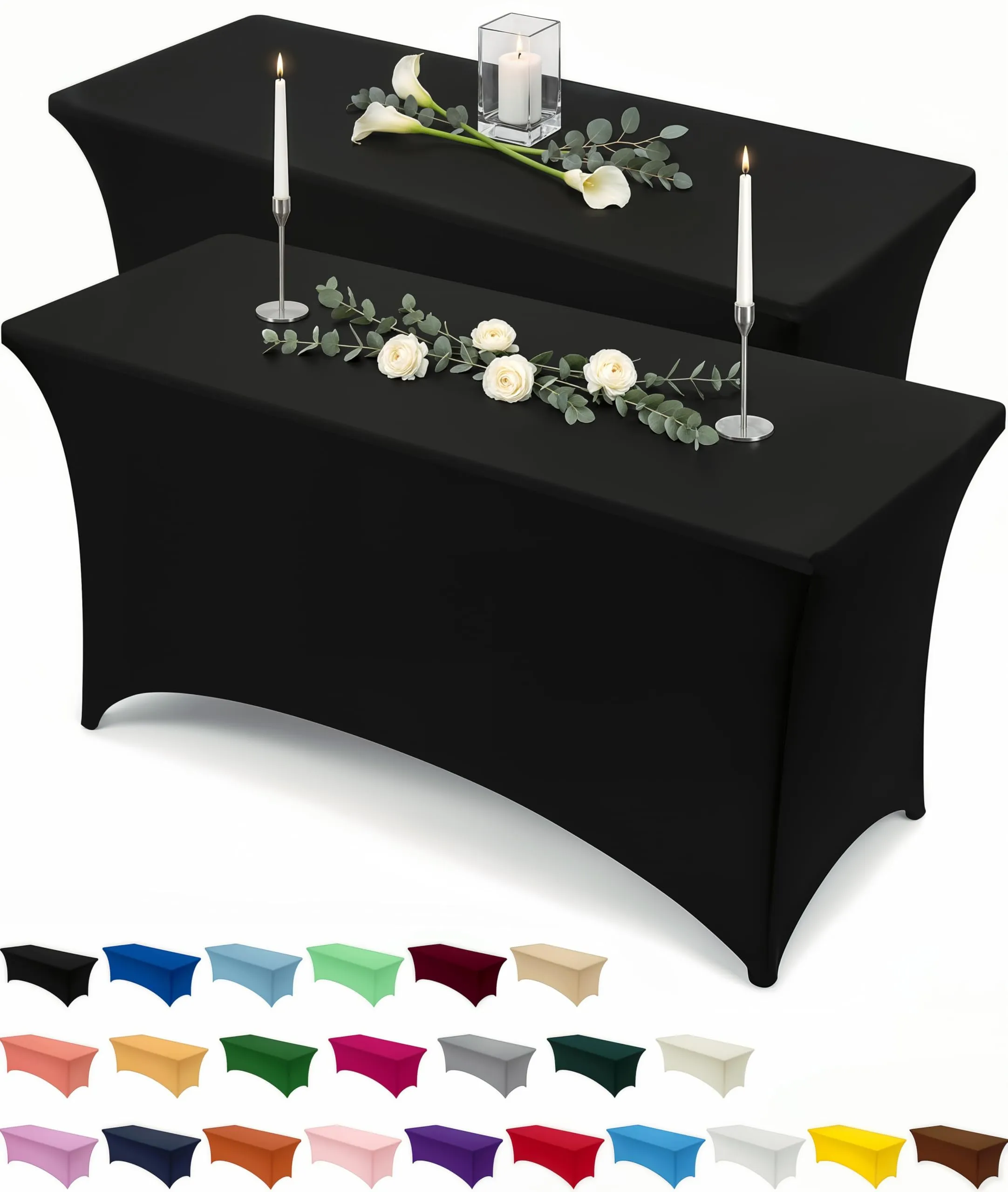 Utopia Kitchen Tovaglia Estensibile in Poliestere e Spandex, 244 cm, Nero (Confezione da 2) - immagine 1