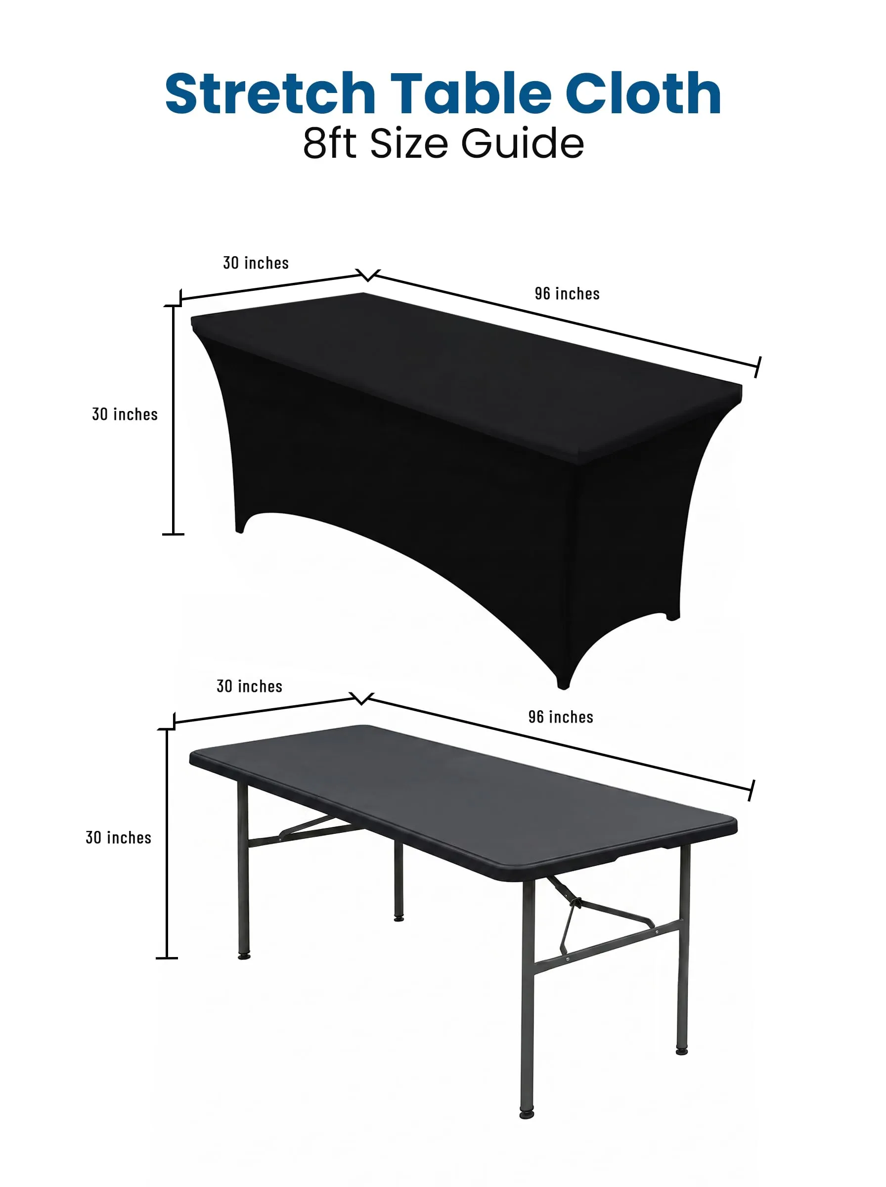 Utopia Kitchen Tovaglia Estensibile in Poliestere e Spandex, 244 cm, Nero (Confezione da 2) - immagine 4