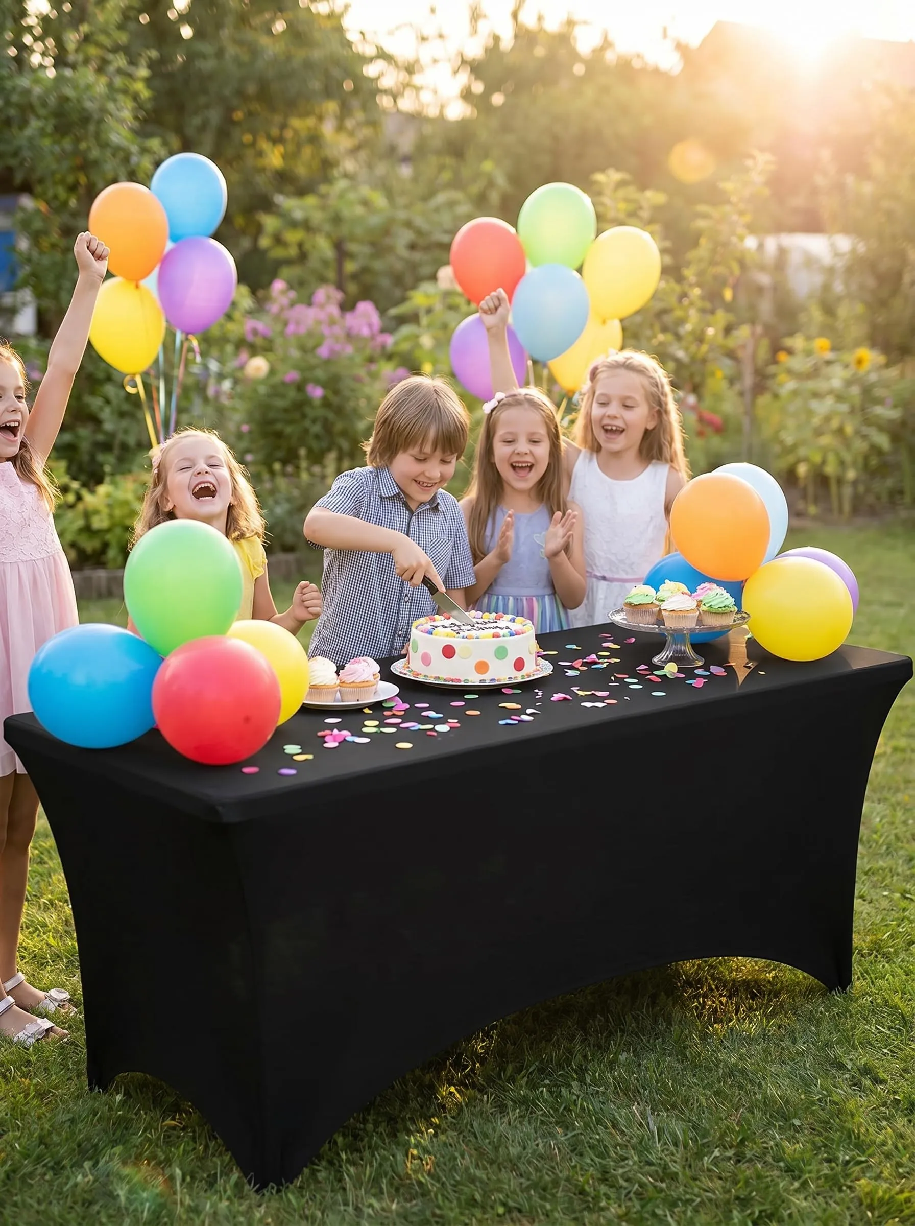 Utopia Kitchen Tovaglia Estensibile in Poliestere e Spandex, 244 cm, Nero (Confezione da 2) - immagine 6