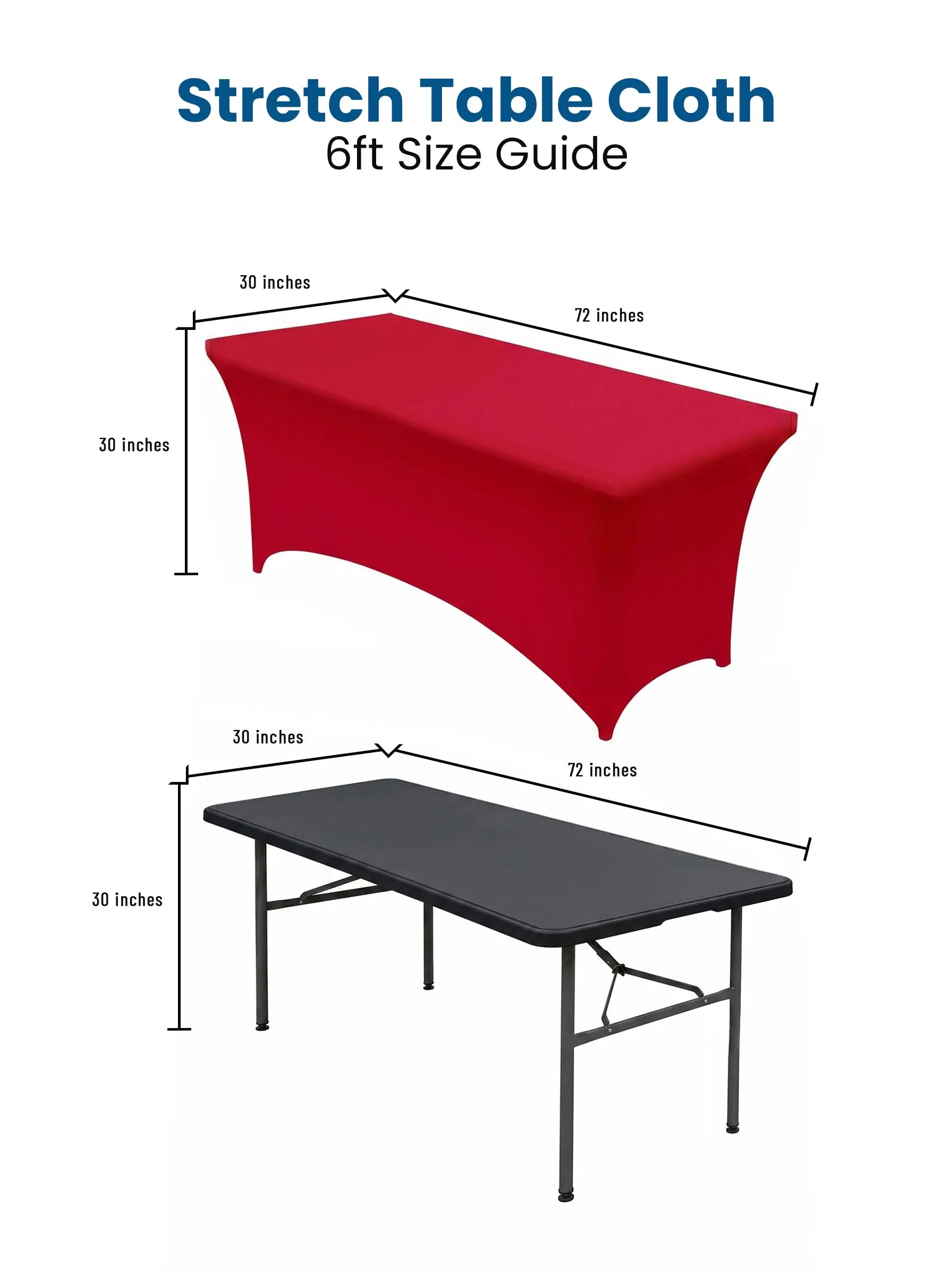 Utopia Kitchen Tovaglia Estensibile in Poliestere e Spandex, 6 Piedi (183 cm), Rosso, Confezione da 2 - immagine 4