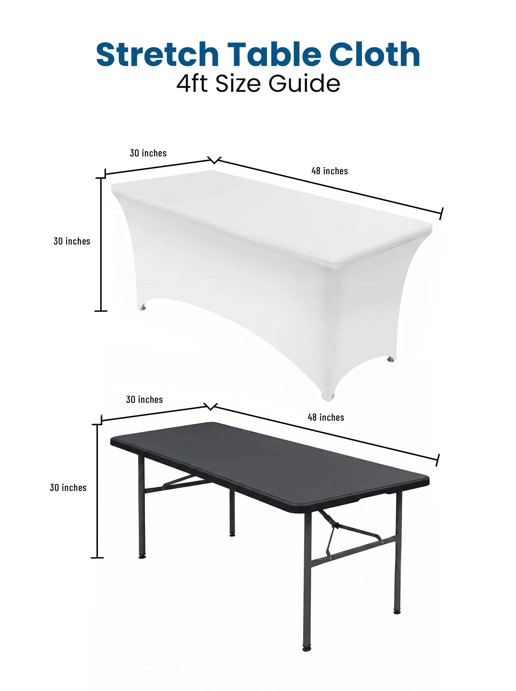 Utopia Kitchen Tovaglia Estensibile in Poliestere e Spandex, 122 cm, Bianco (Confezione da 2) - immagine 4