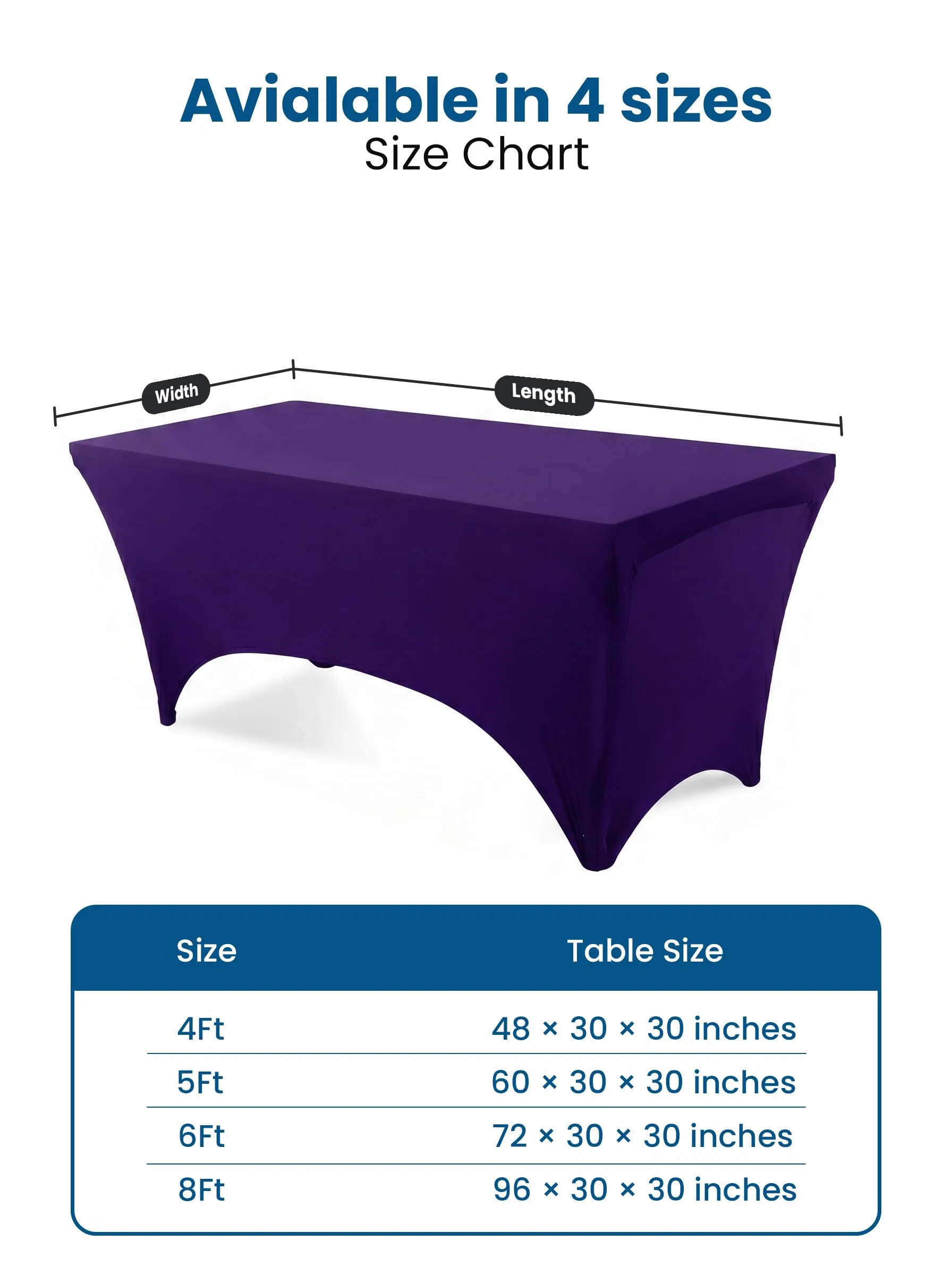 Utopia Kitchen Tovaglia Estensibile in Poliestere e Spandex, 6 Piedi (183 cm), Viola, Confezione da 2 - immagine 3