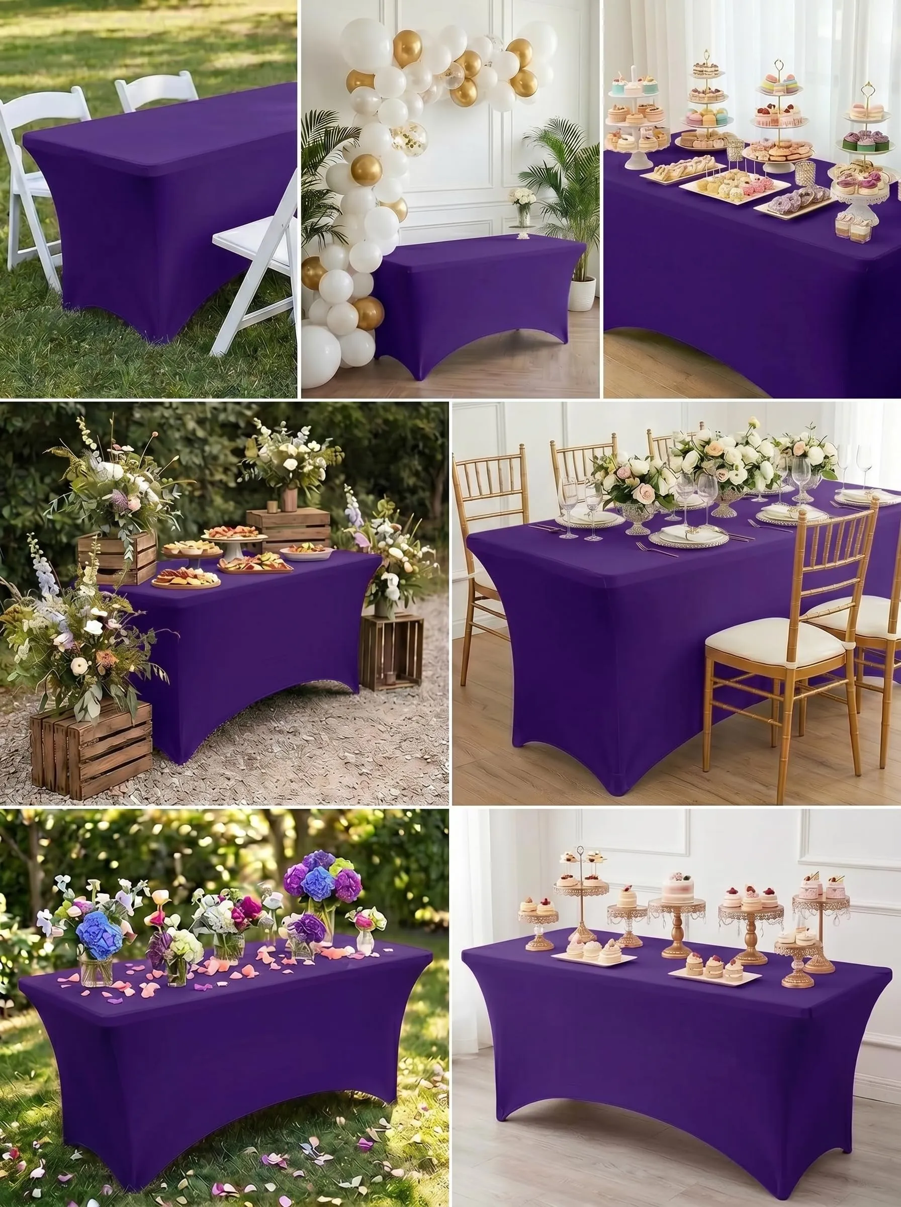 Utopia Kitchen Tovaglia Estensibile in Poliestere e Spandex, 6 Piedi (183 cm), Viola, Confezione da 2 - immagine 9