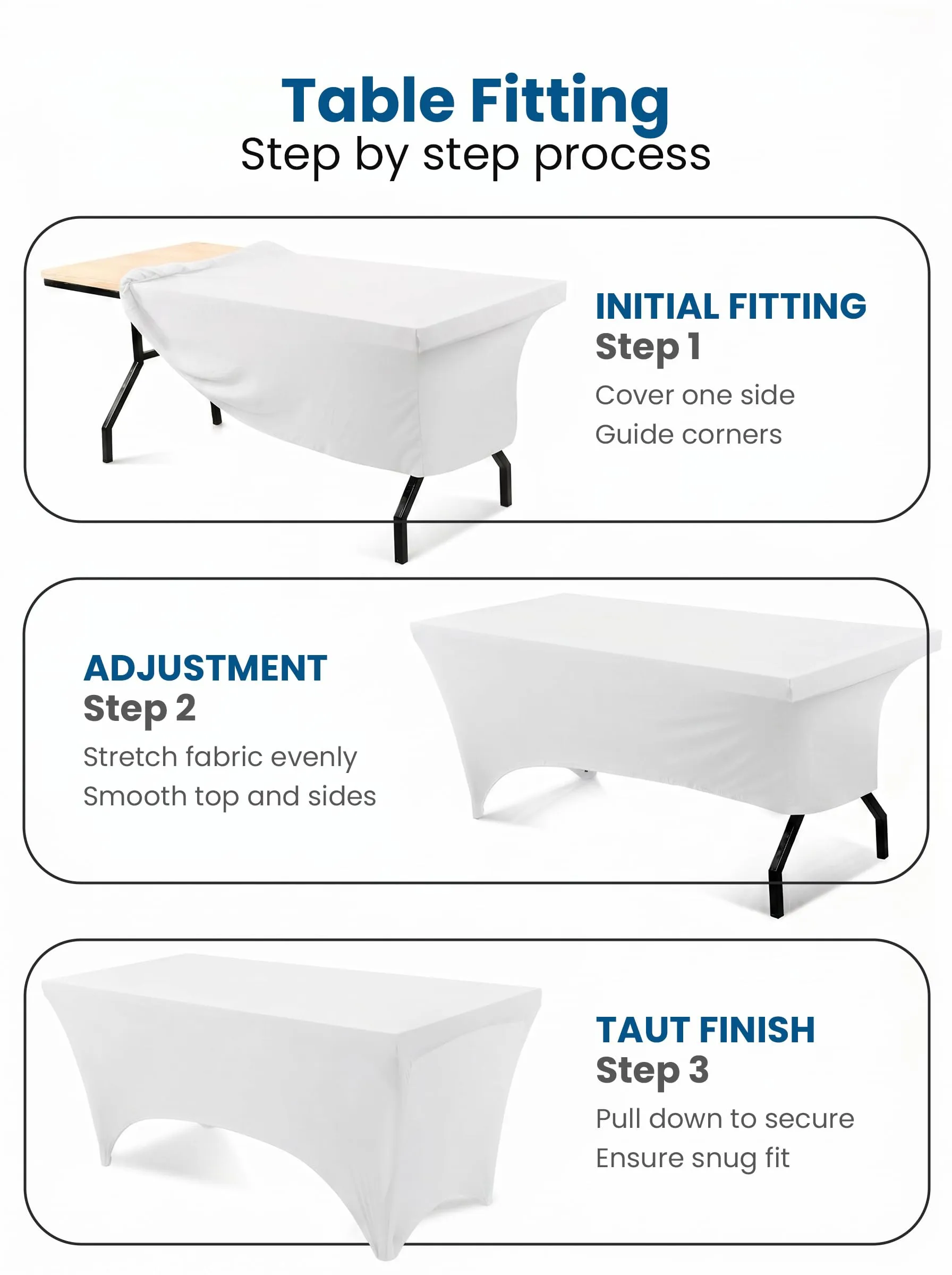 Utopia Kitchen Tovaglia Estensibile in Poliestere e Spandex, 8 Piedi (244 cm), Bianco, Confezione da 2 - immagine 2