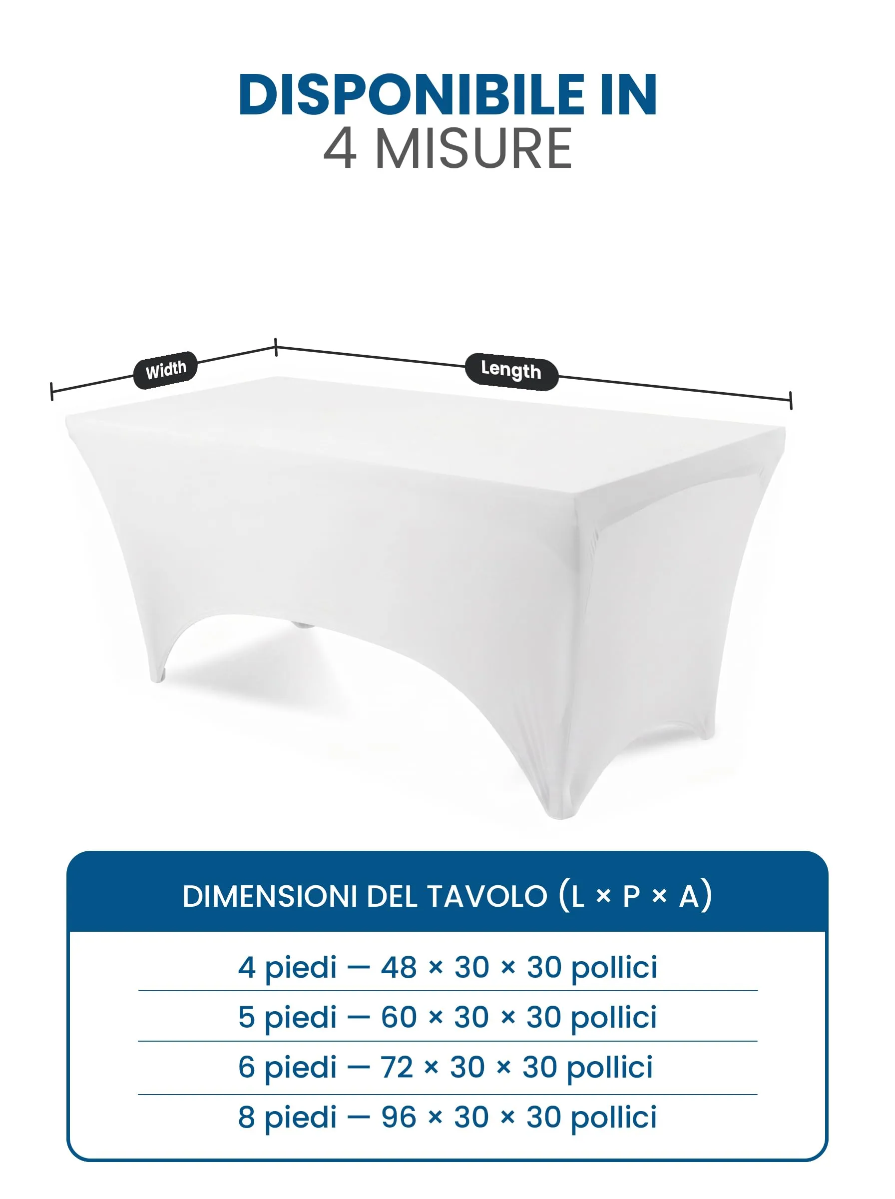 Utopia Kitchen Tovaglia Estensibile in Poliestere e Spandex, 8 Piedi (244 cm), Bianco - immagine 3