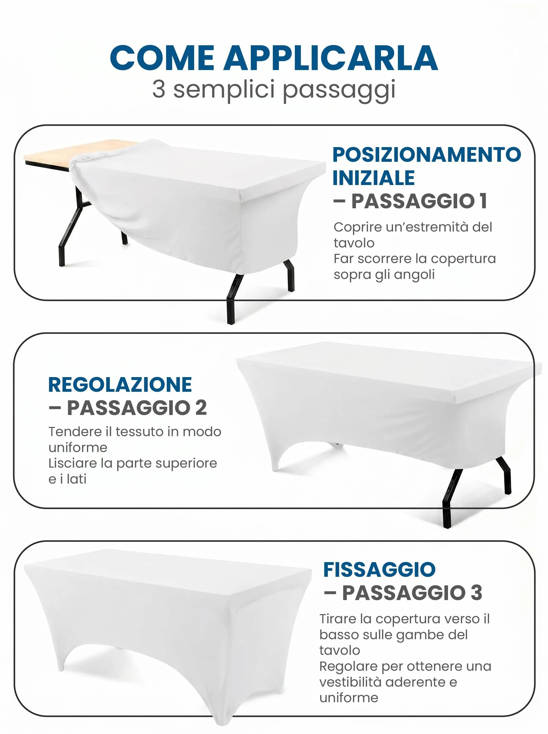 Utopia Kitchen Tovaglia Estensibile in Poliestere e Spandex, 8 Piedi (244 cm), Bianco - immagine 4