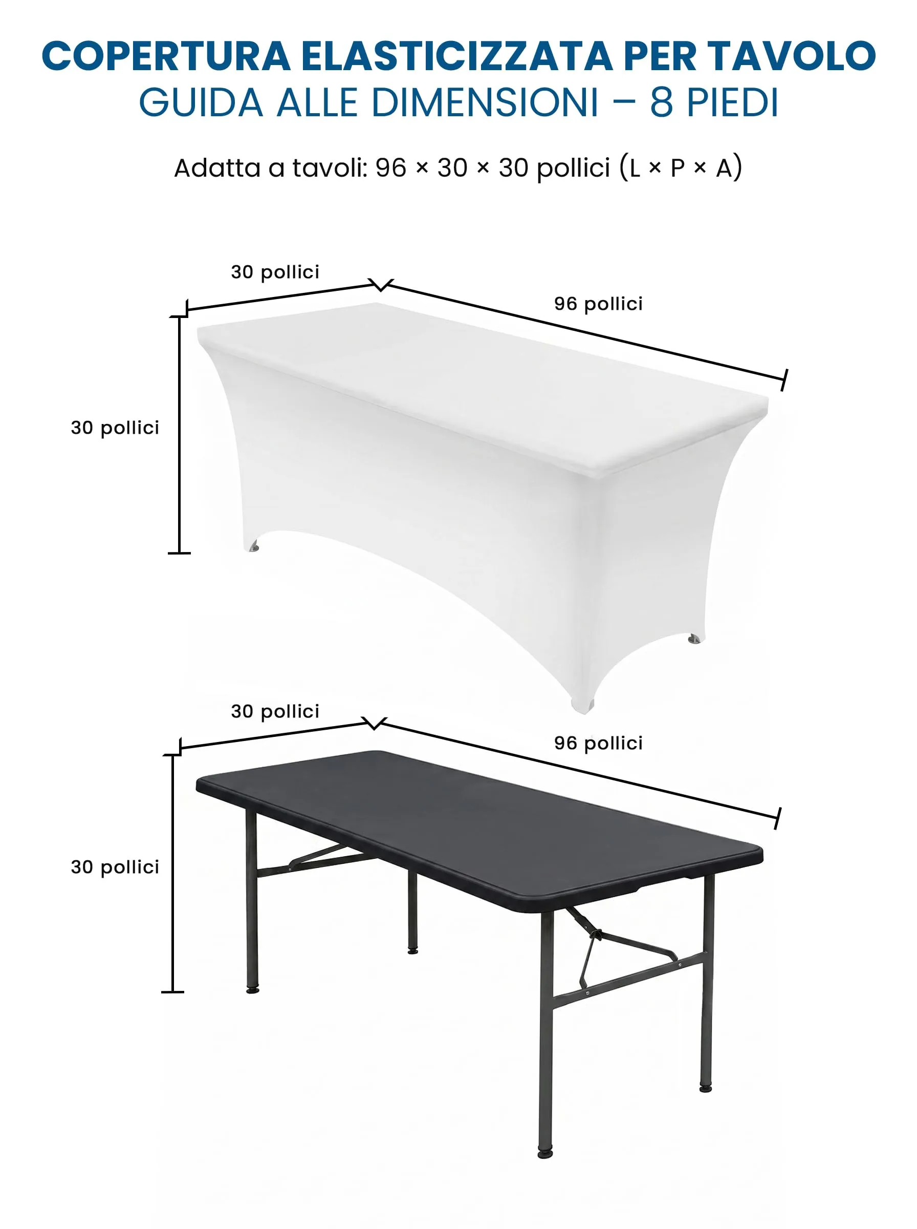 Utopia Kitchen Tovaglia Estensibile in Poliestere e Spandex, 8 Piedi (244 cm), Bianco - immagine 6