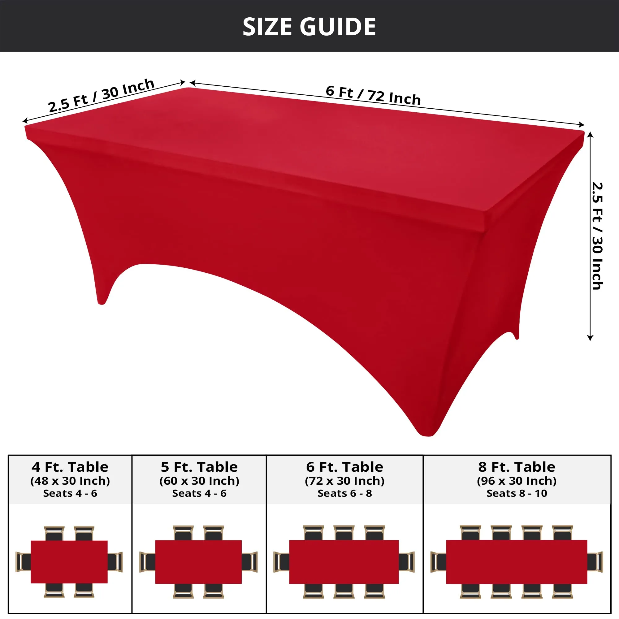 Utopia Kitchen Tovaglia Estensibile in Poliestere e Spandex, 183 cm, Rosso - immagine 3