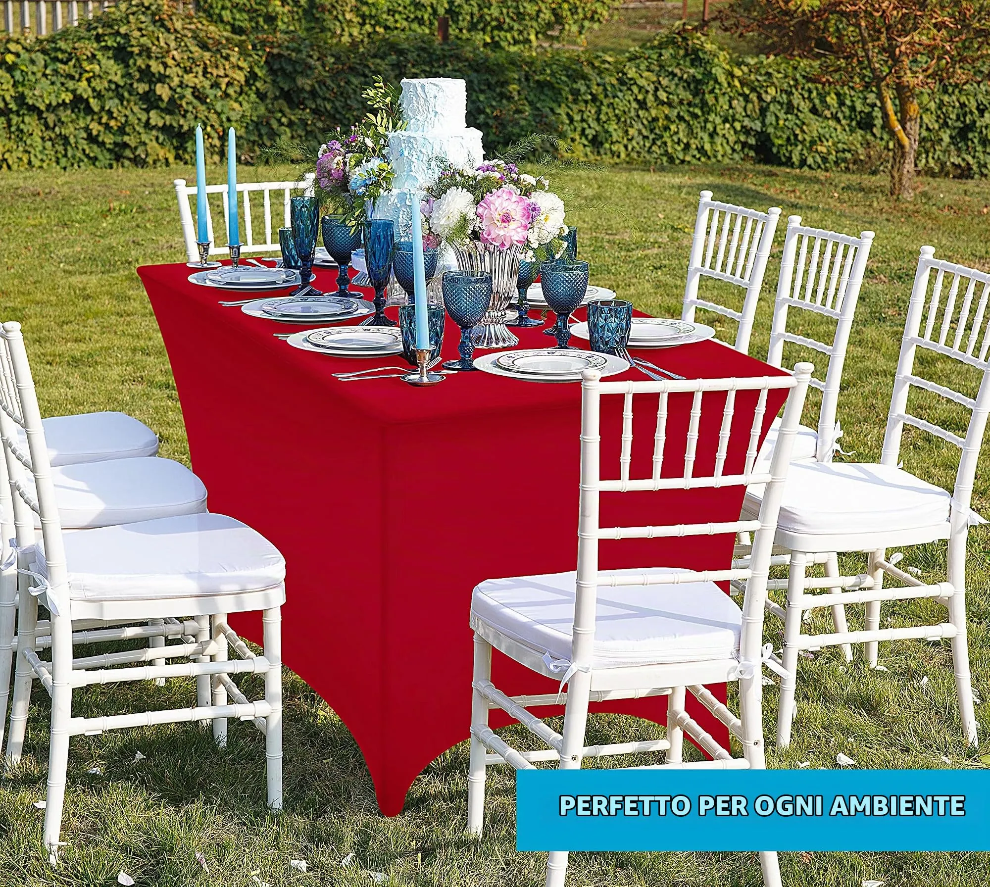 Utopia Kitchen Tovaglia Estensibile in Poliestere e Spandex, 183 cm, Rosso - immagine 7