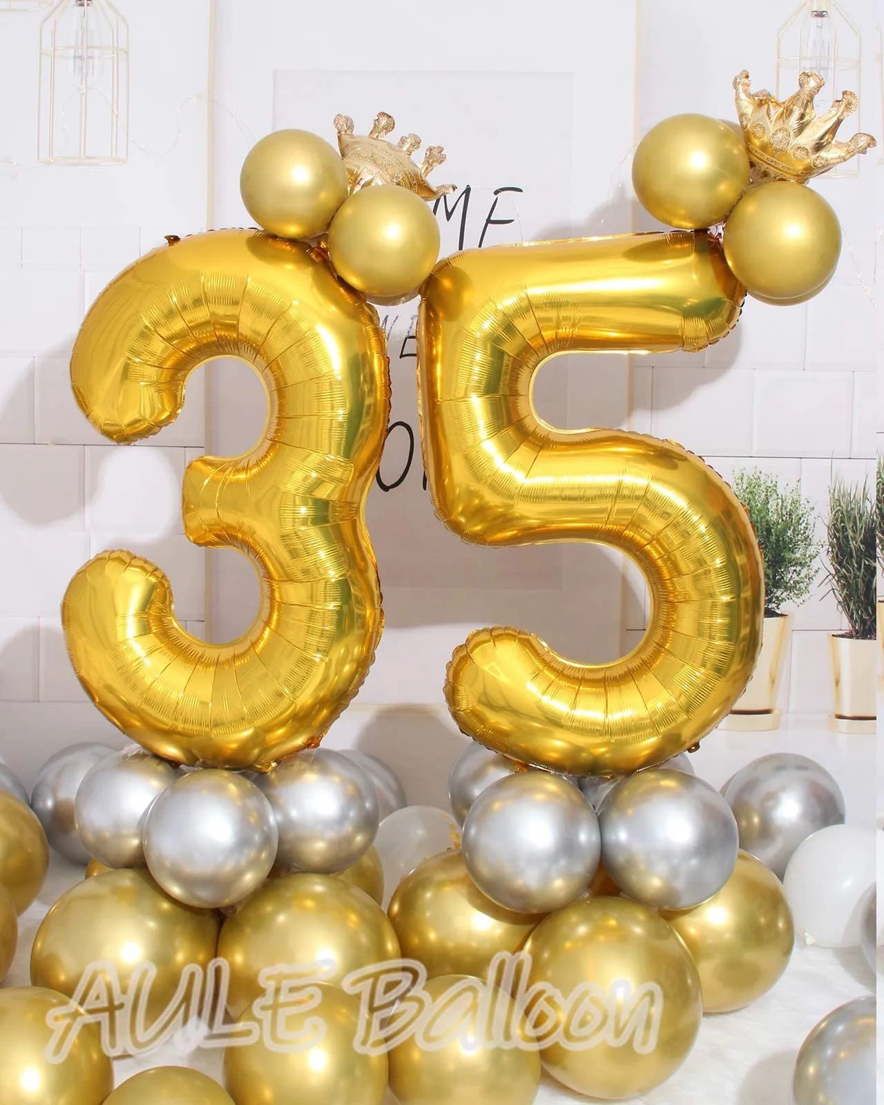 AULE Palloncino Numero 35 Oro, 101 cm - immagine 3