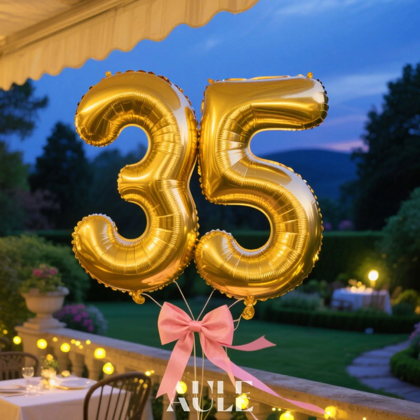 AULE Palloncino Numero 35 Oro, 101 cm - immagine 4