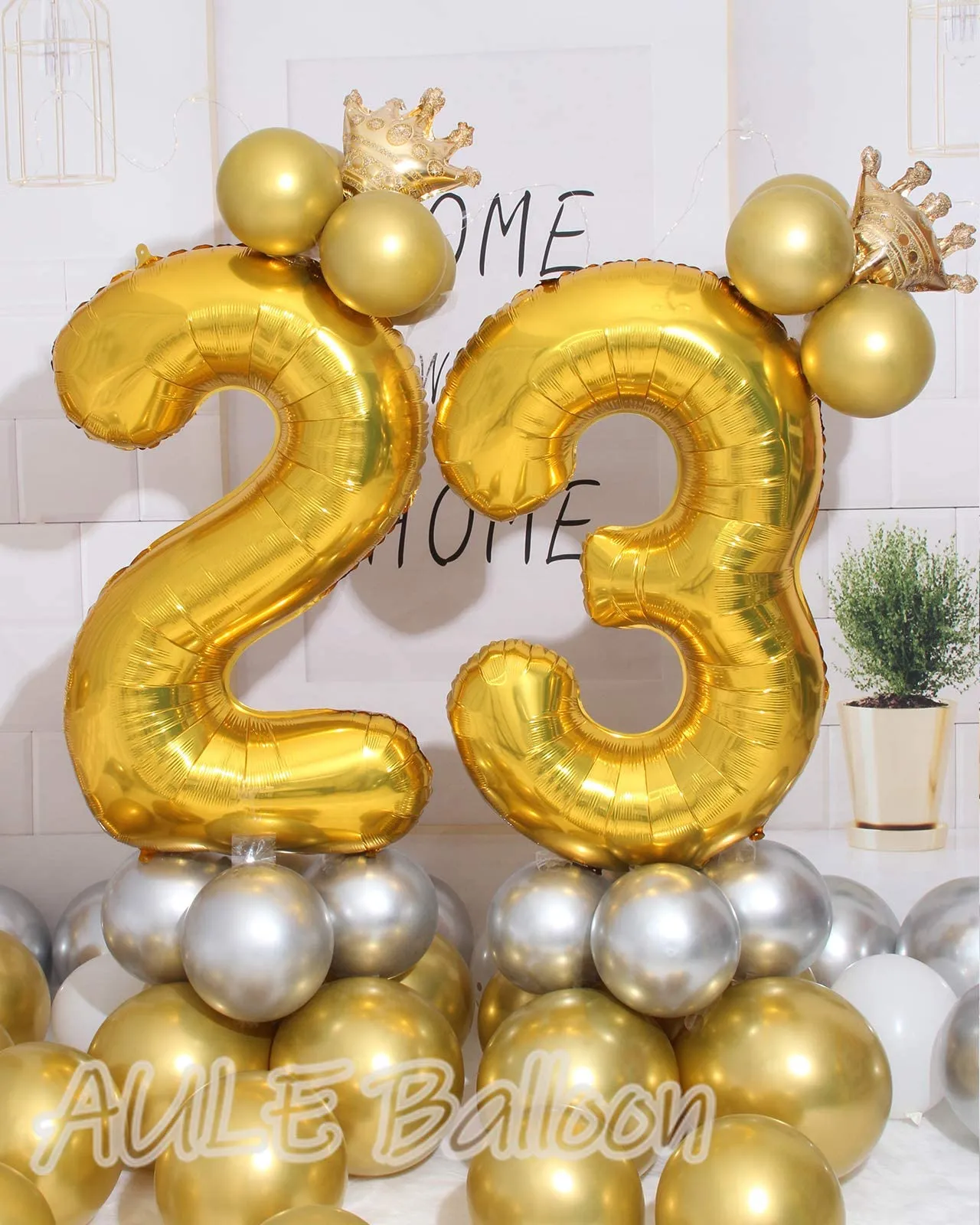AULE Palloncino Numero 23 Oro, 101 cm - immagine 3