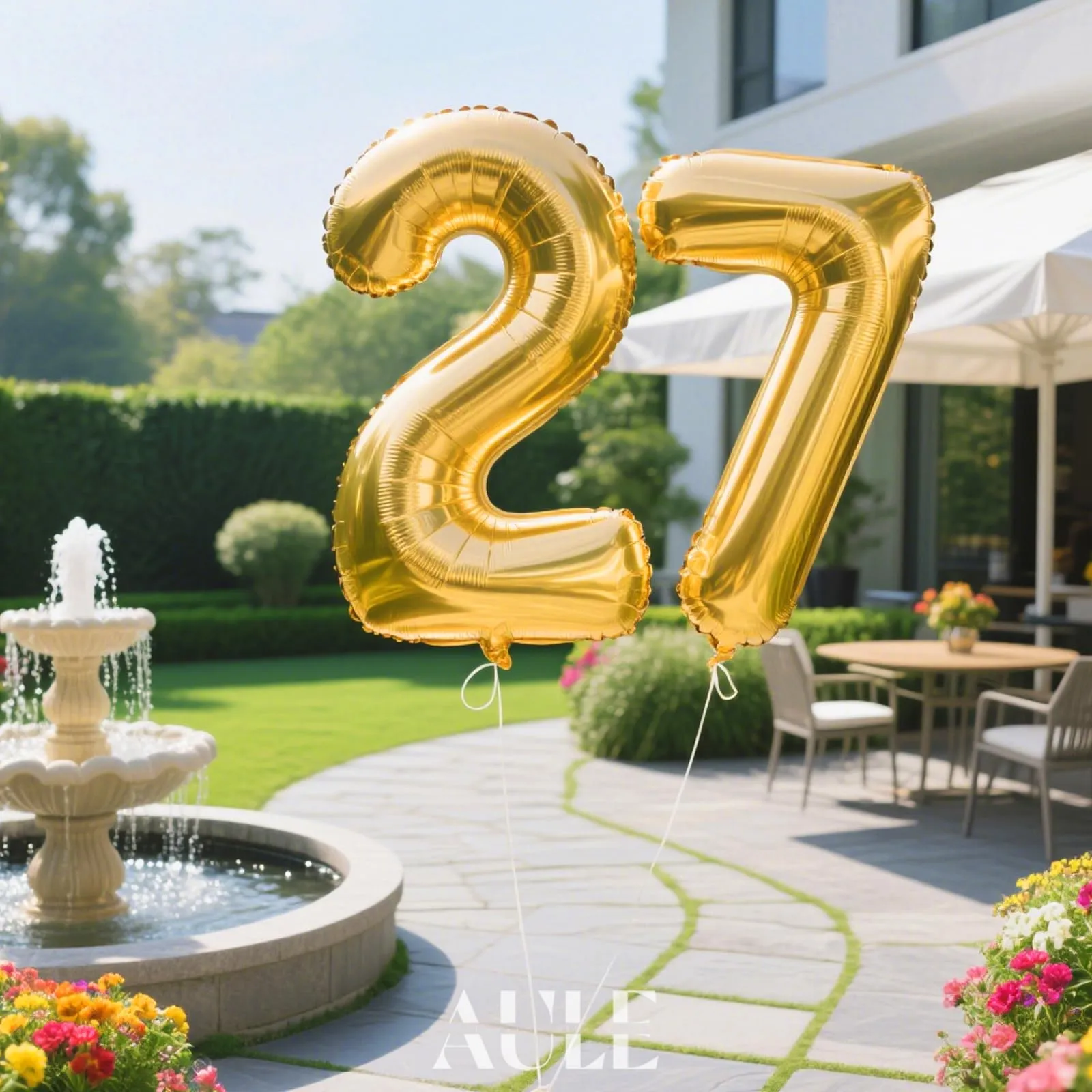 AULE Palloncino Numero 27 Oro, 101 cm - immagine 3