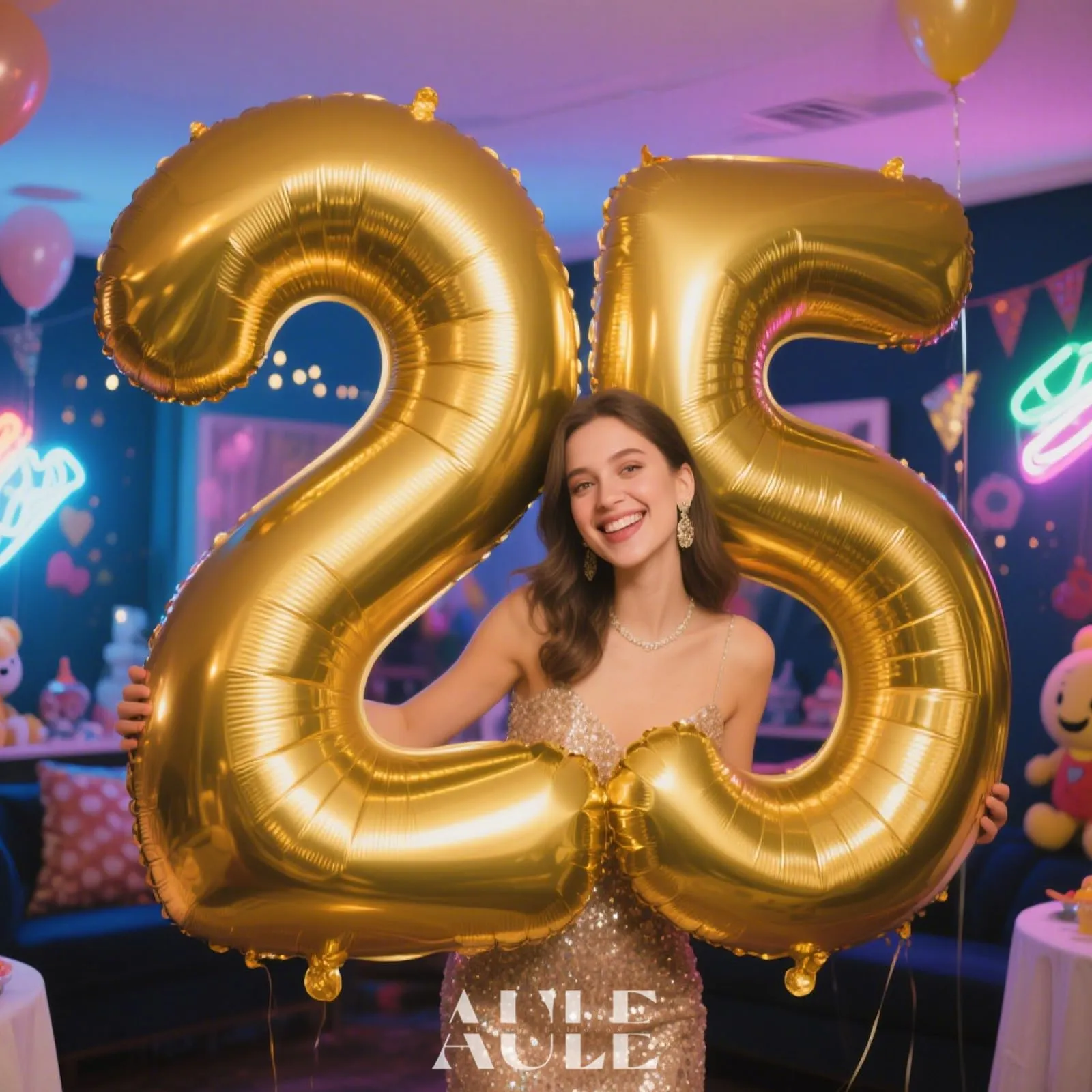 AULE Palloncino Numero 25 Oro, 101 cm - immagine 2