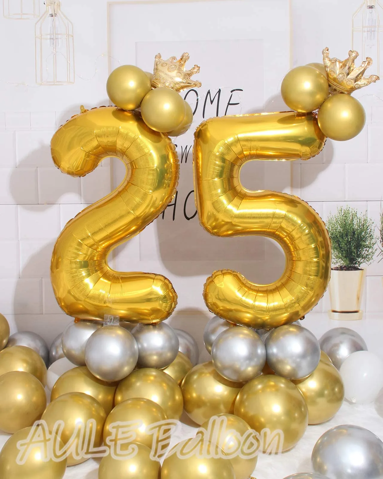 AULE Palloncino Numero 25 Oro, 101 cm - immagine 3