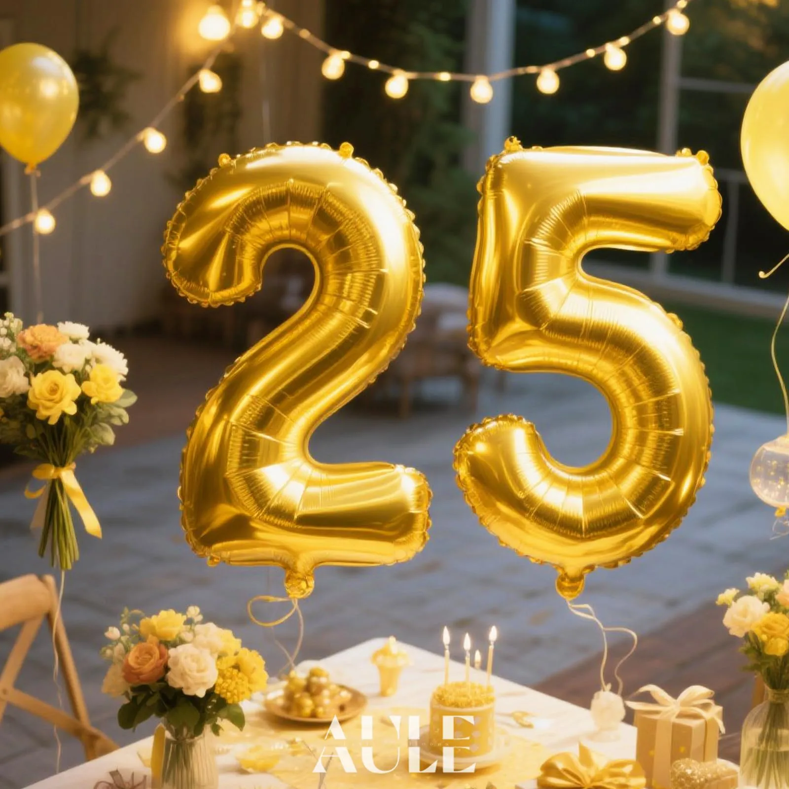 AULE Palloncino Numero 25 Oro, 101 cm - immagine 4