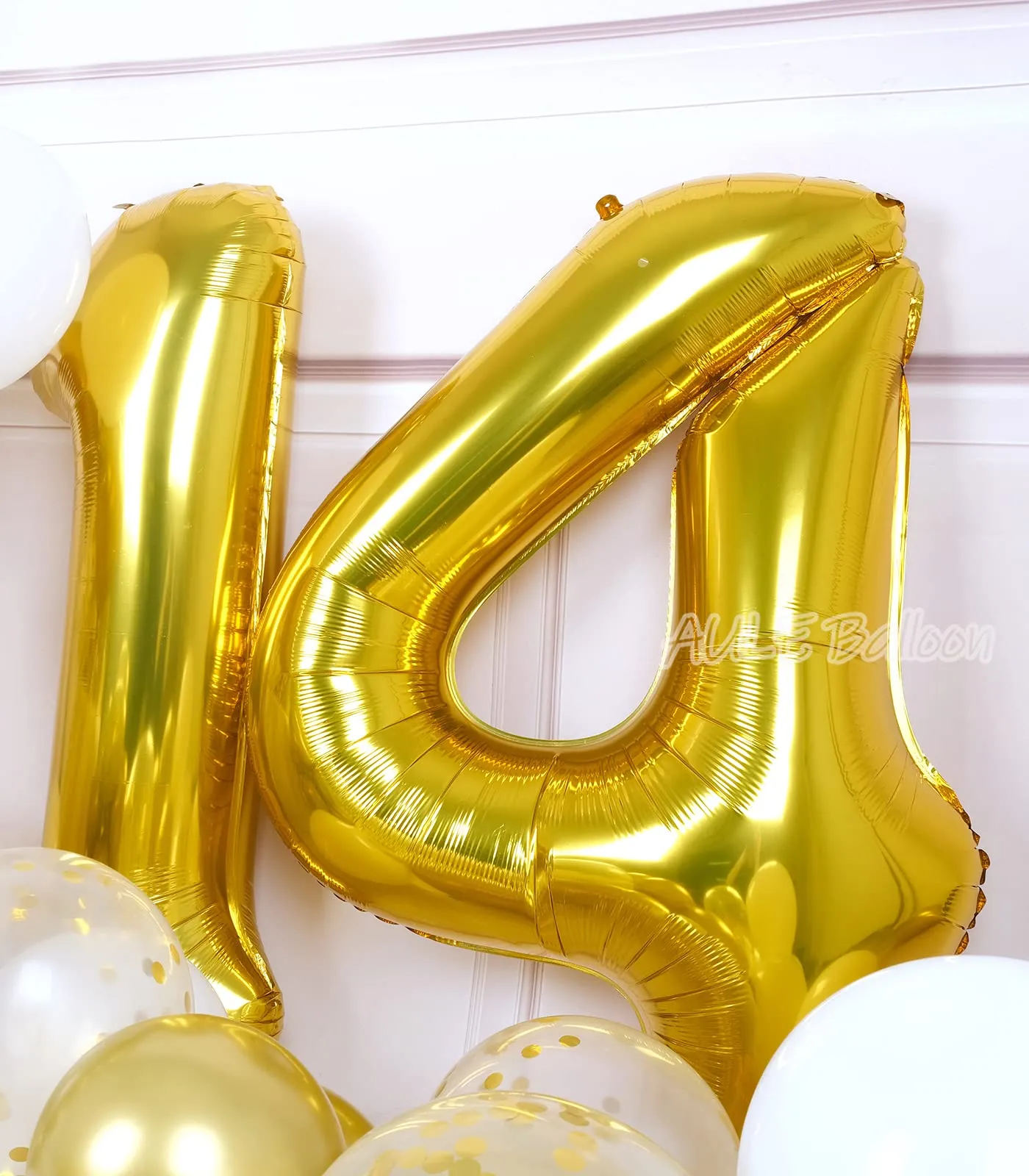 AULE Palloncino Numero 14 Oro, 101 cm - immagine 4