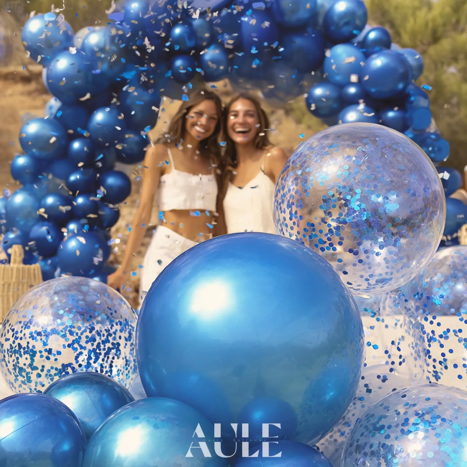 AULE Kit Arco Palloncini Blu, 100 Pezzi Set Ghirlanda in Lattice per Baby Shower, Battesimo, Laurea e Compleanno - immagine 2