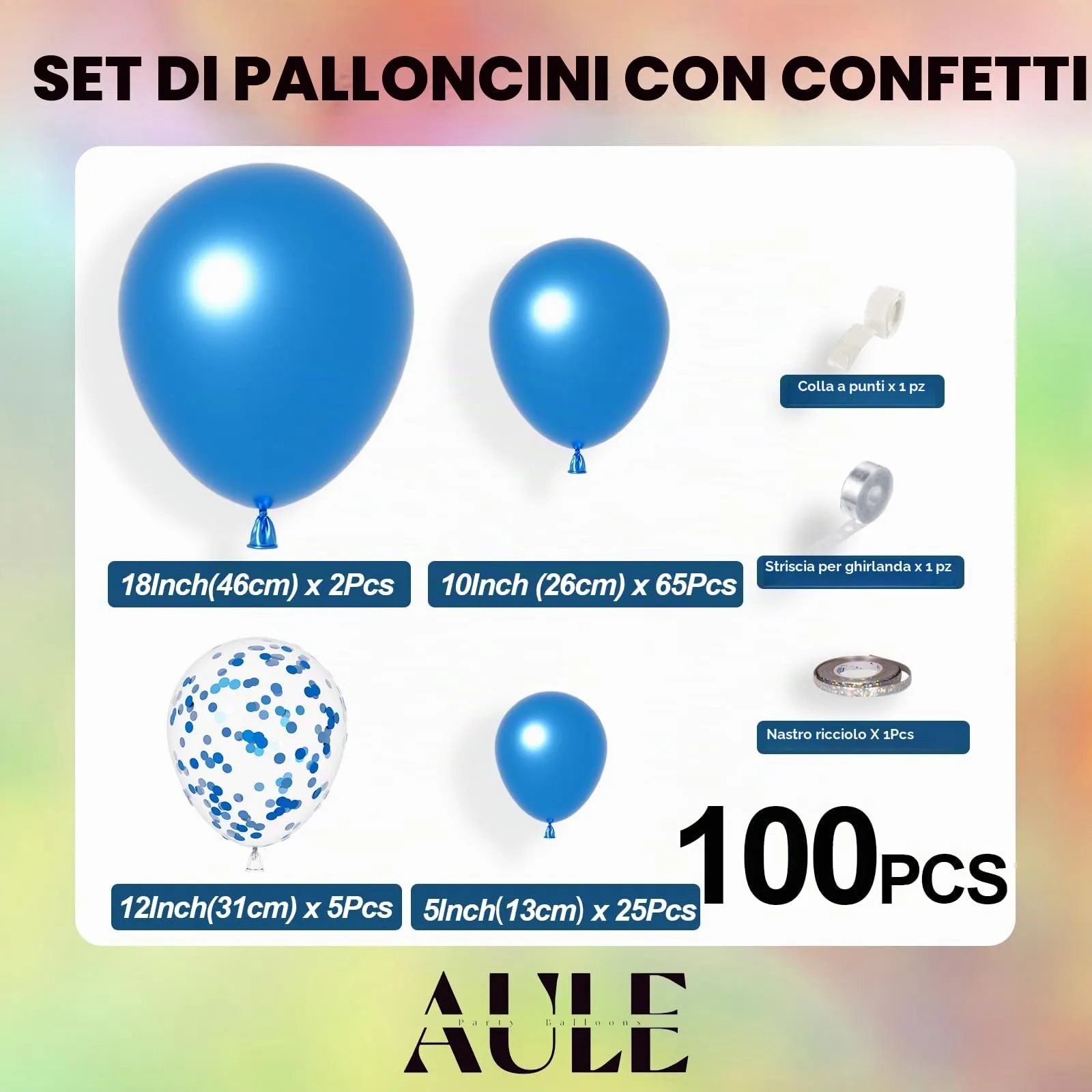AULE Kit Arco Palloncini Blu, 100 Pezzi Set Ghirlanda in Lattice per Baby Shower, Battesimo, Laurea e Compleanno - immagine 3