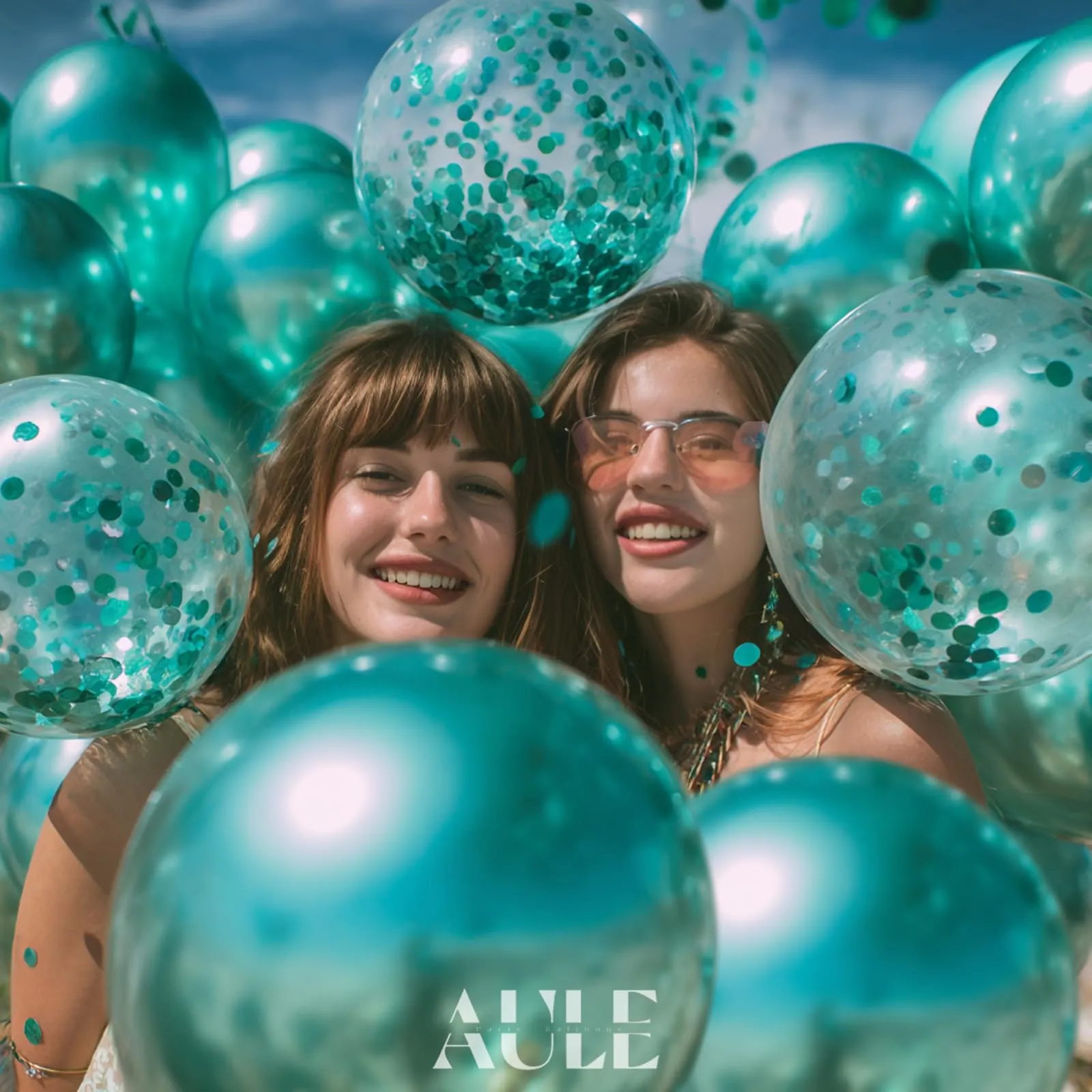 AULE Kit Arco Palloncini 100 Pezzi Verde Turchese con Coriandoli e Ghirlanda - immagine 2