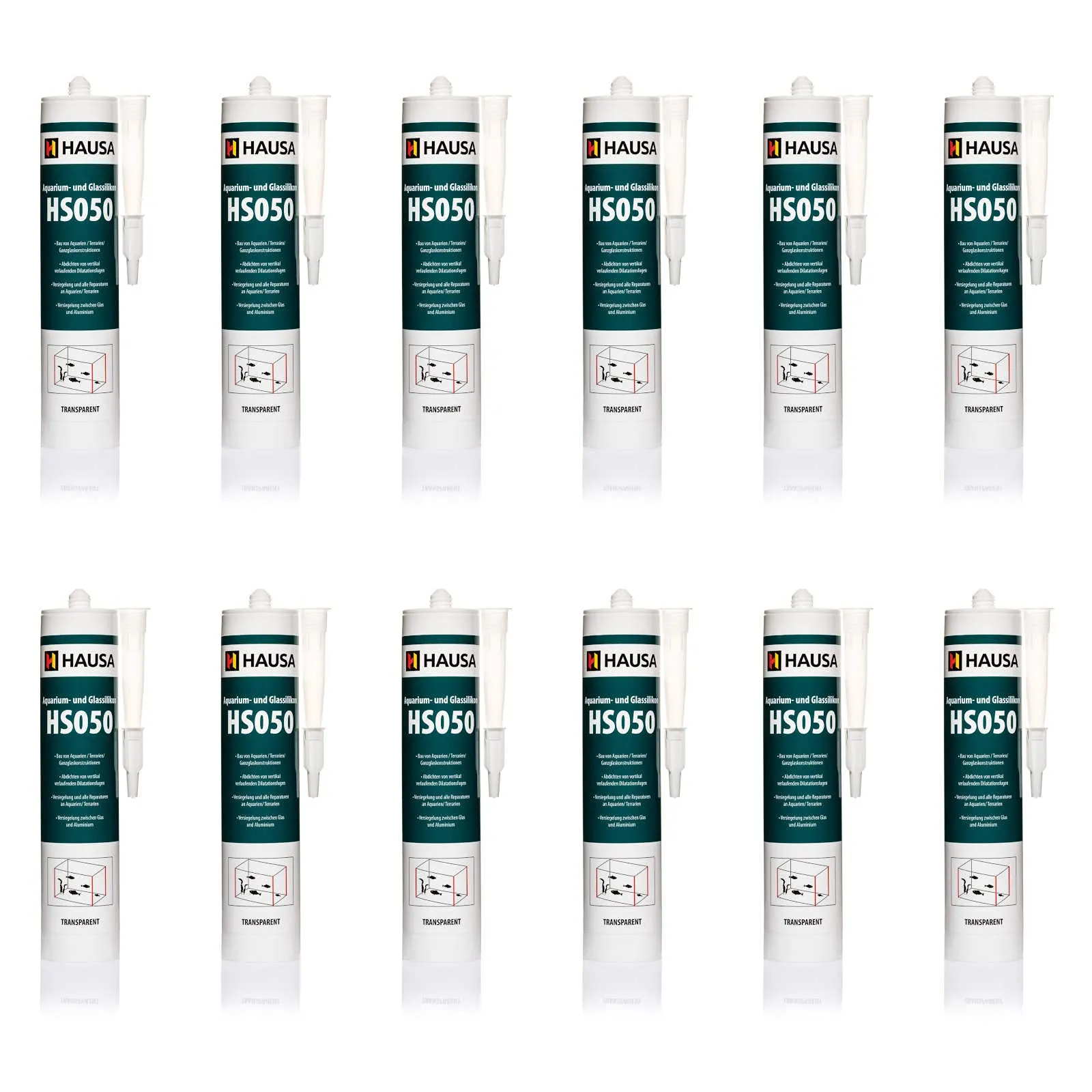 Hausa HS050 Silicone per Acquario in Vetro, Trasparente, 310 ml, 12 Pezzi - immagine 8
