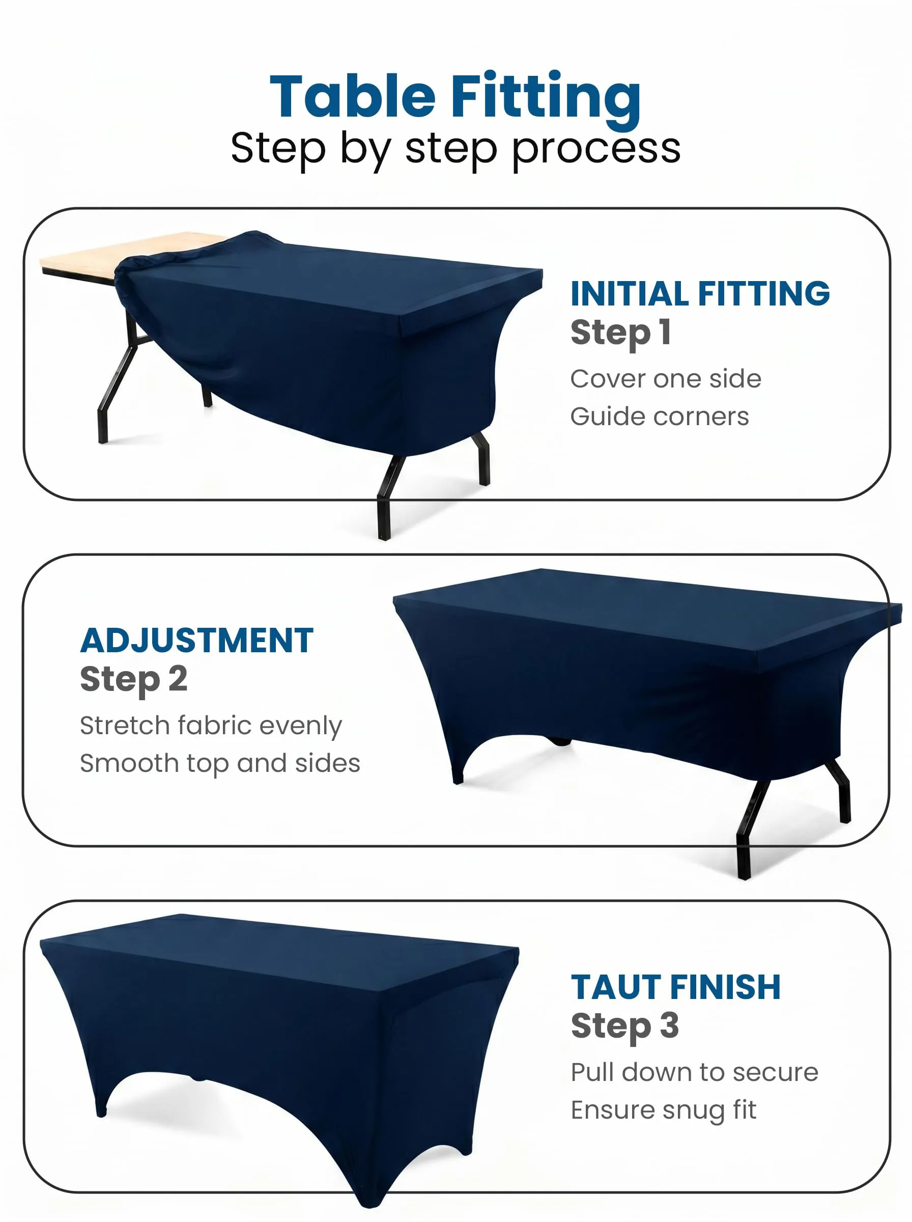 Utopia Kitchen Tovaglia Estensibile in Poliestere e Spandex, 6 Piedi (183 cm), Blu Navy, Confezione da 2 - immagine 2