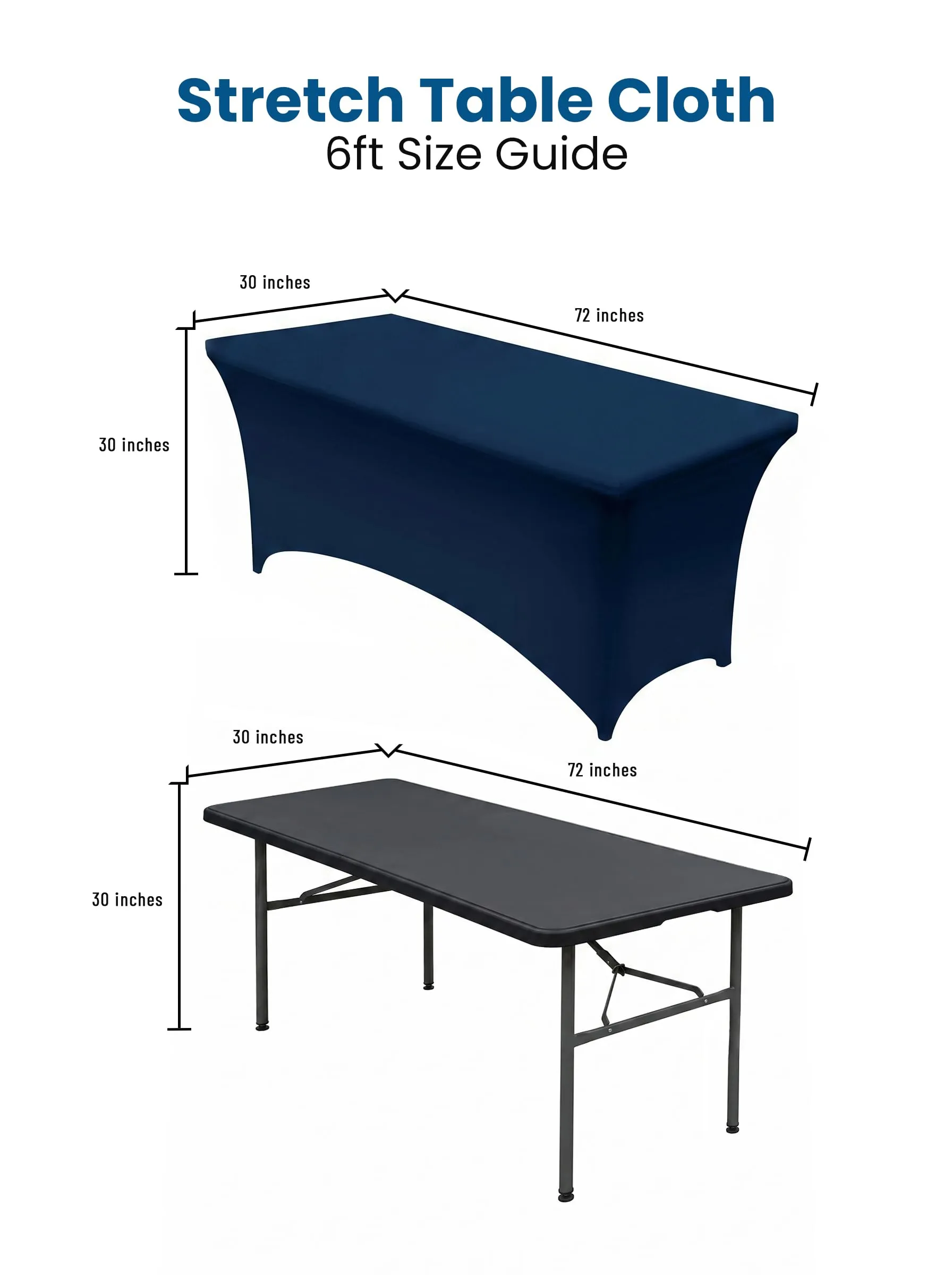 Utopia Kitchen Tovaglia Estensibile in Poliestere e Spandex, 6 Piedi (183 cm), Blu Navy, Confezione da 2 - immagine 4