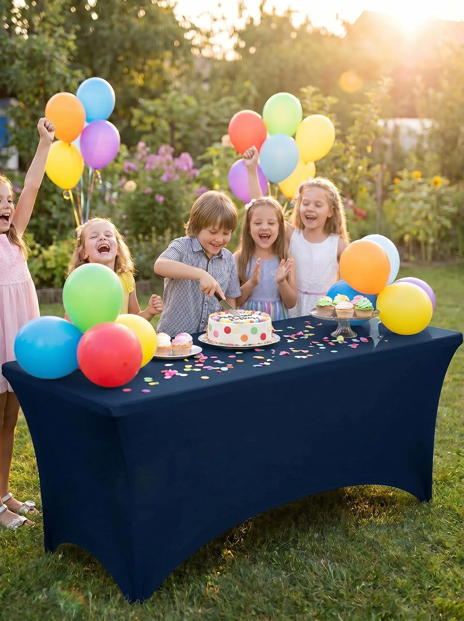 Utopia Kitchen Tovaglia Estensibile in Poliestere e Spandex, 6 Piedi (183 cm), Blu Navy, Confezione da 2 - immagine 6