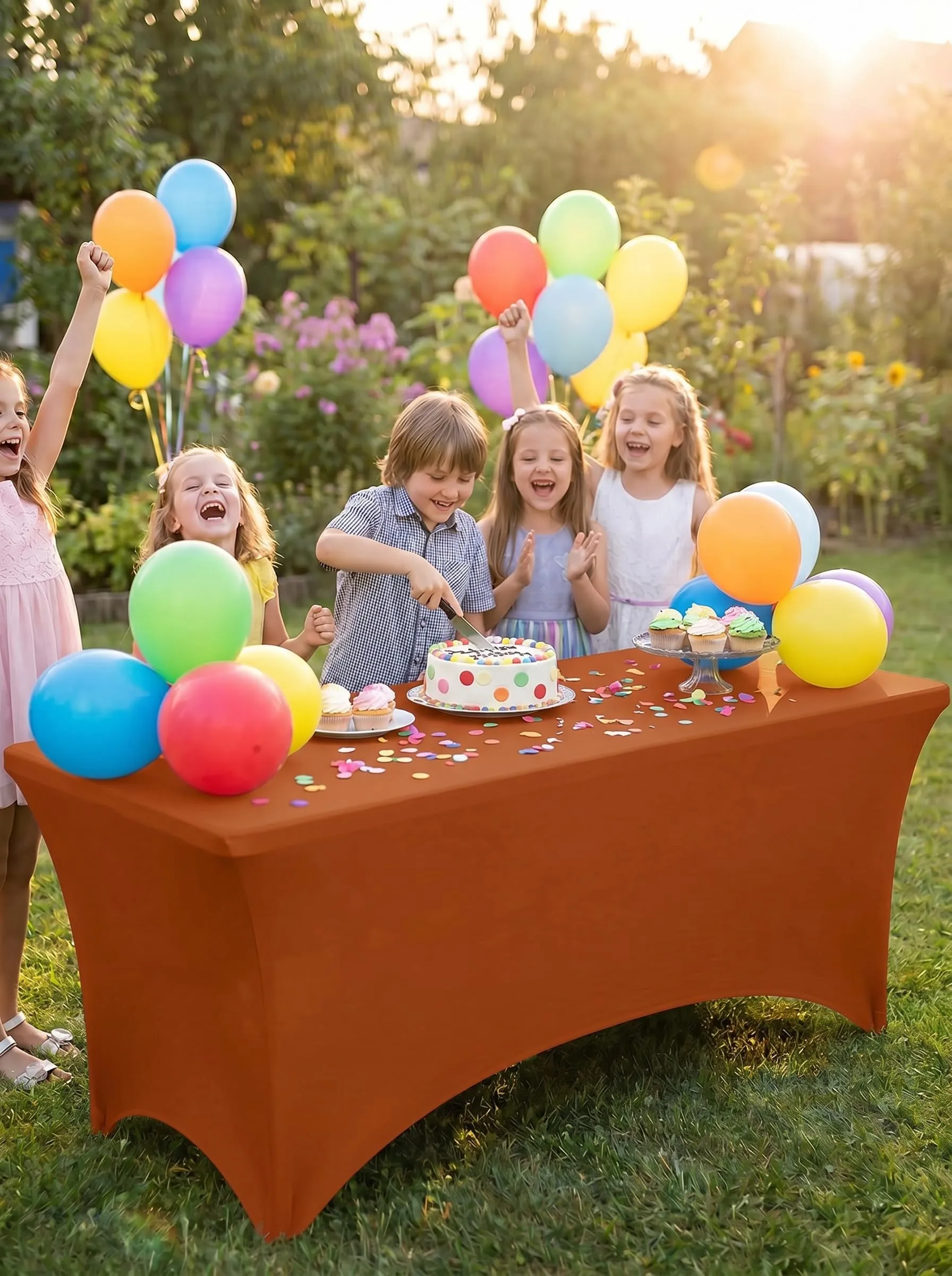 Utopia Kitchen Tovaglia Estensibile in Poliestere e Spandex, 183 cm, Arancione (Confezione da 2) - immagine 2