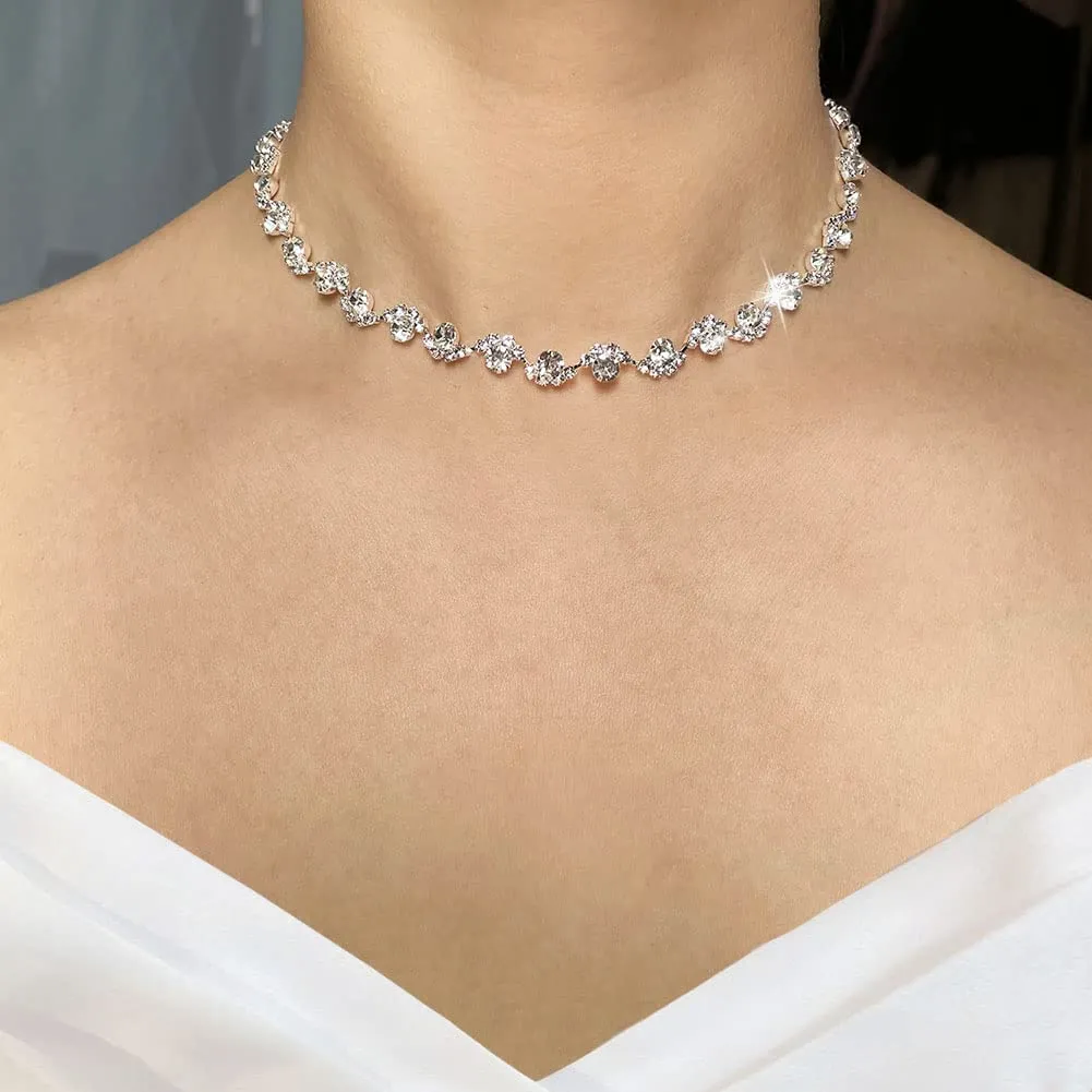 Wedity Set Collana e Orecchini in Cristallo per Sposa (Argento) - immagine 3