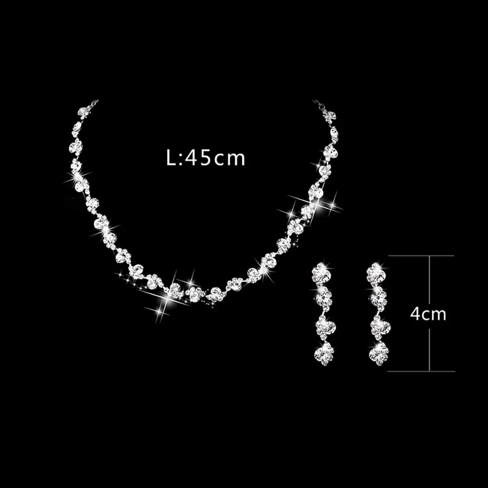 Wedity Set Collana e Orecchini in Cristallo per Sposa (Argento) - immagine 5